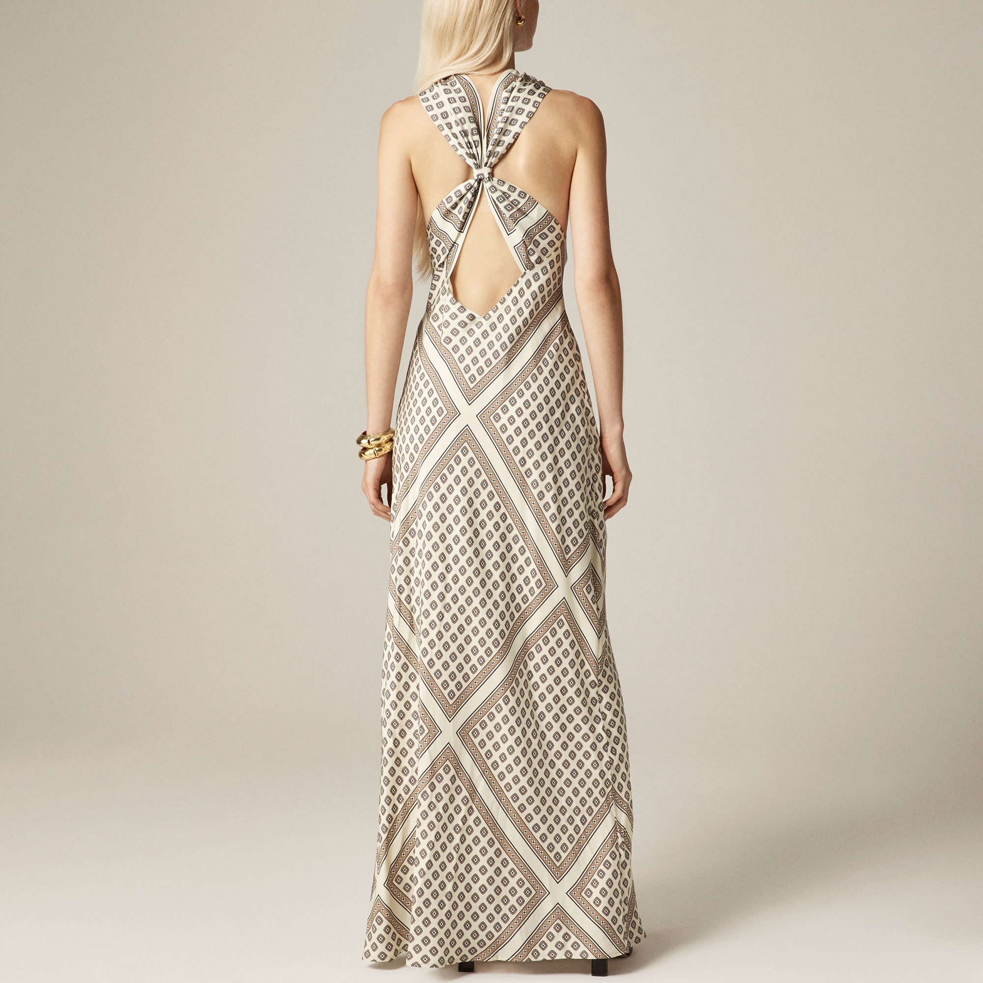 Collection halter slip dress in foulard print