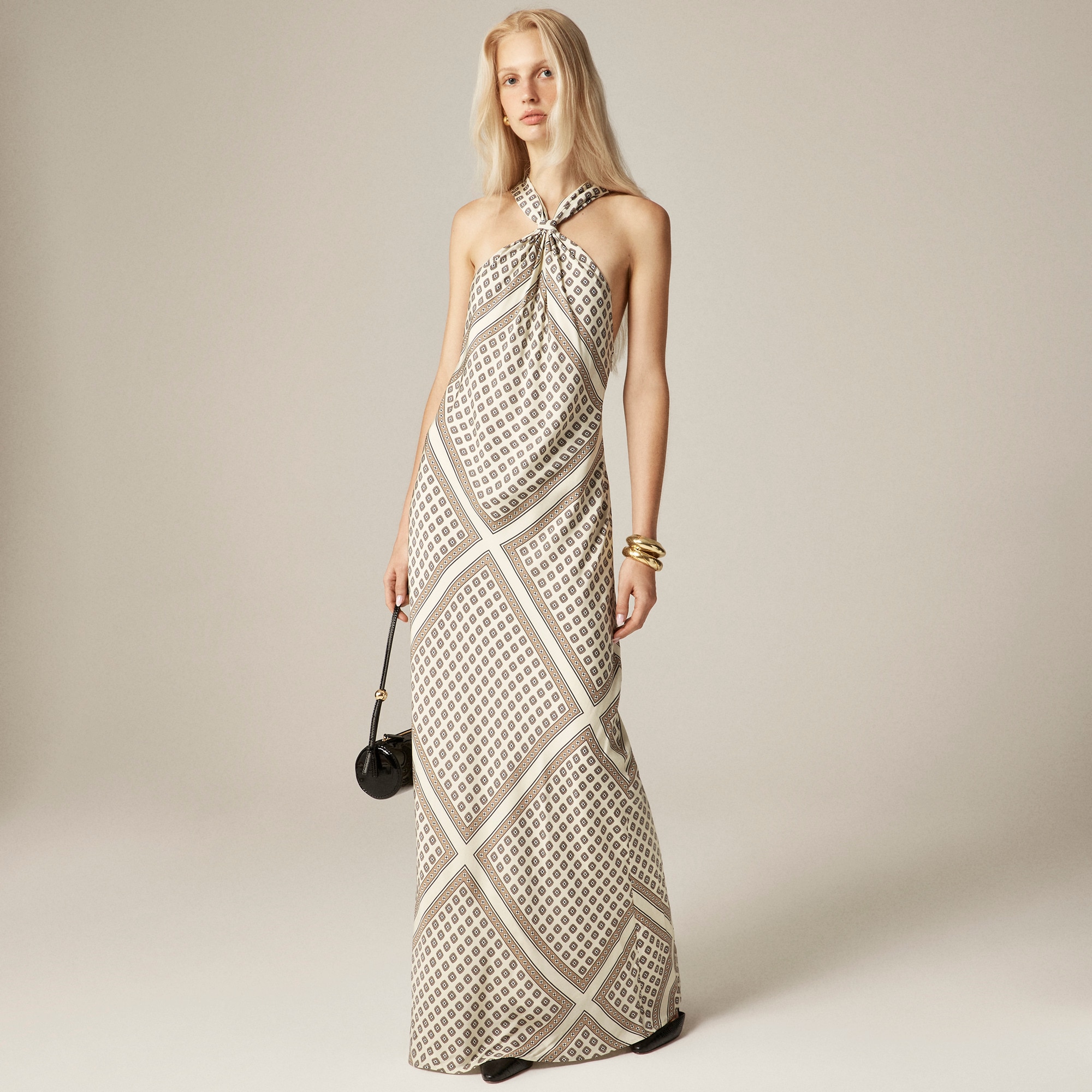 Collection halter slip dress in foulard print