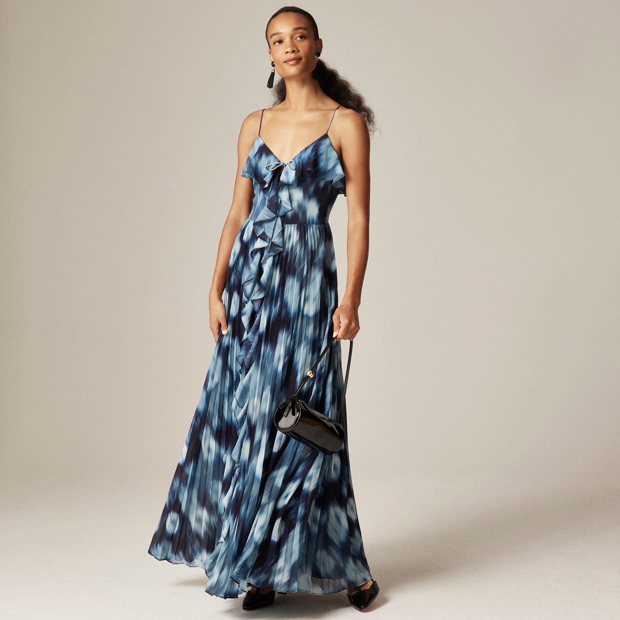  Collection chiffon ruffle dress in blurry floral print