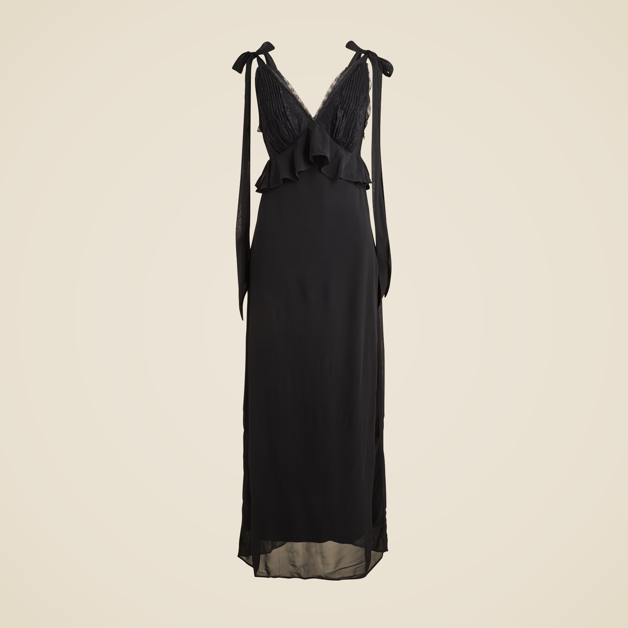 Collection lace and ruffle midi dress in chiffon