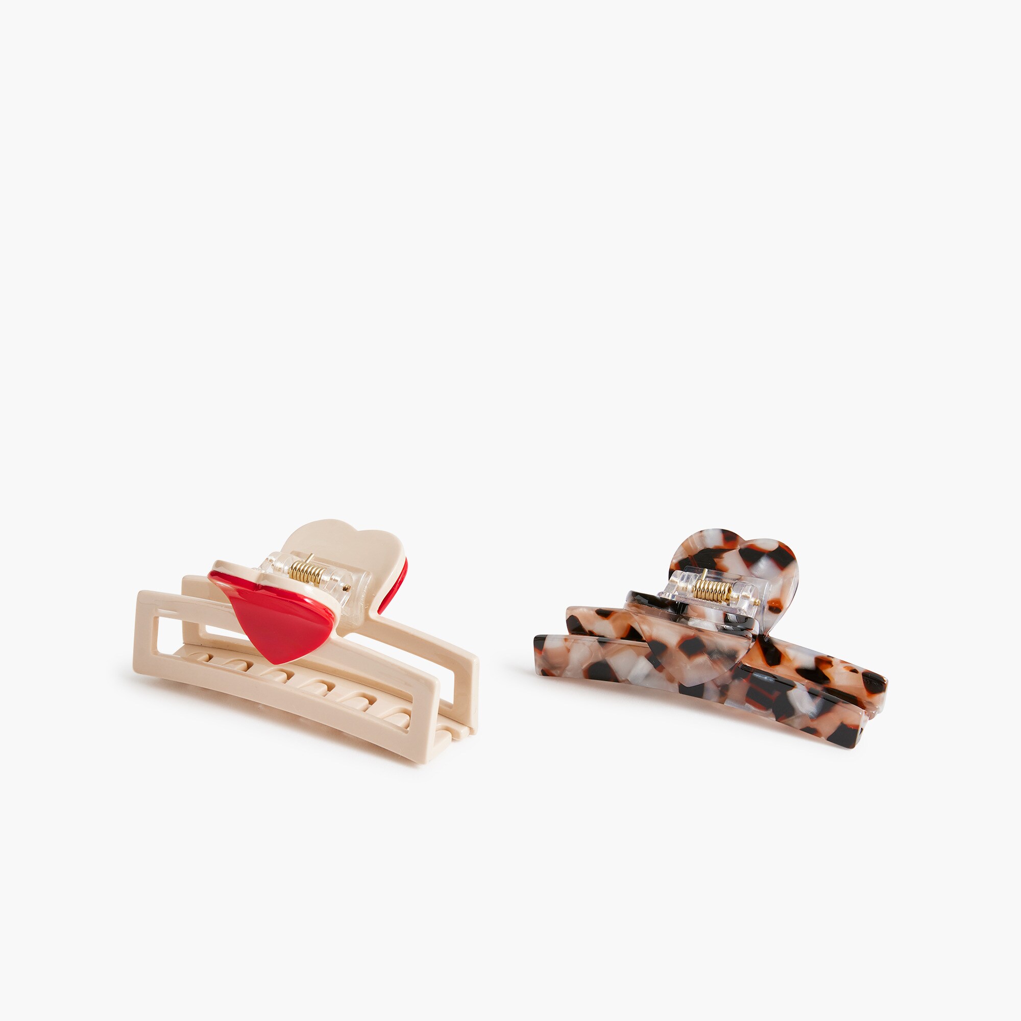 womens Tortoise heart claw clips set-of-two