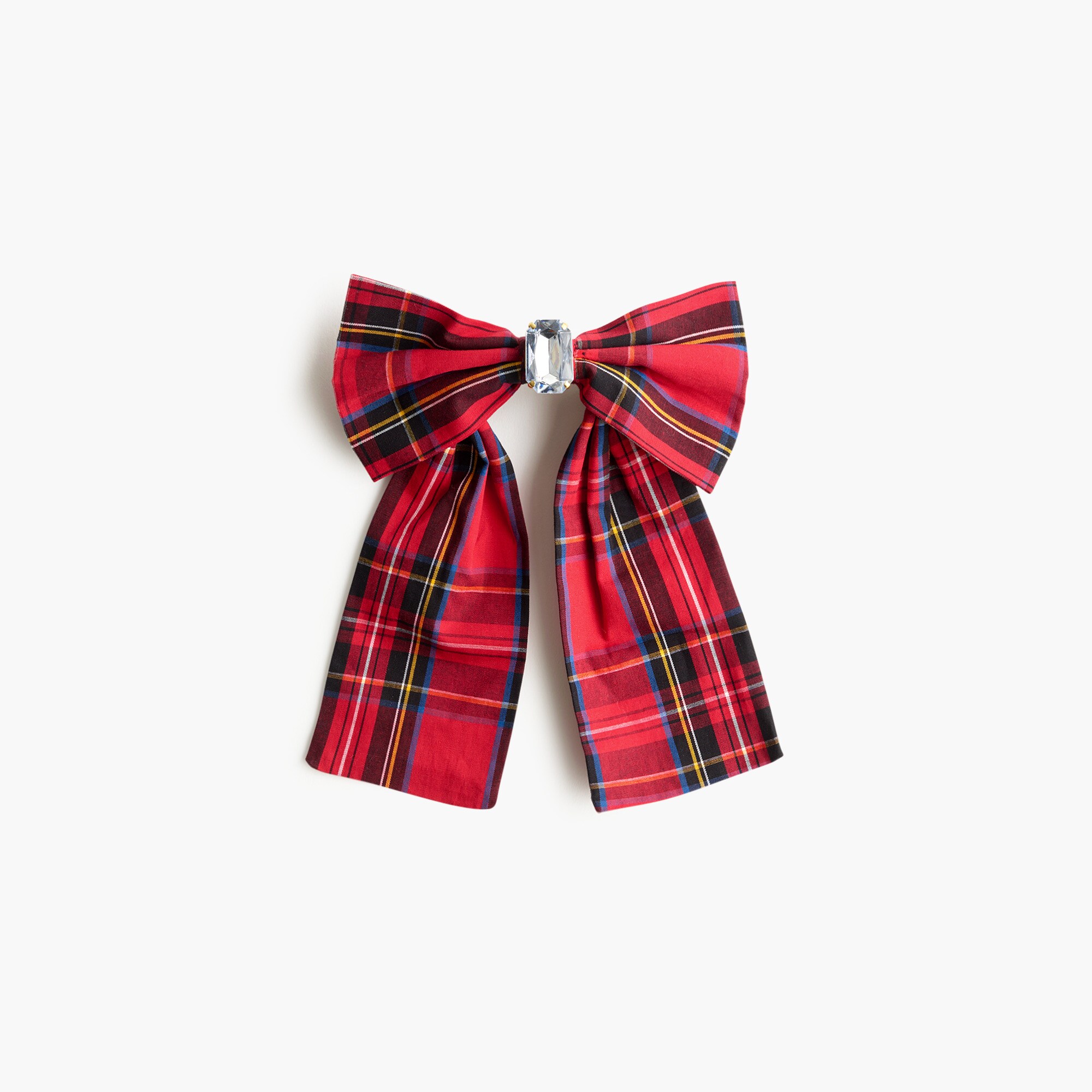 Embellished tartan bow barrette