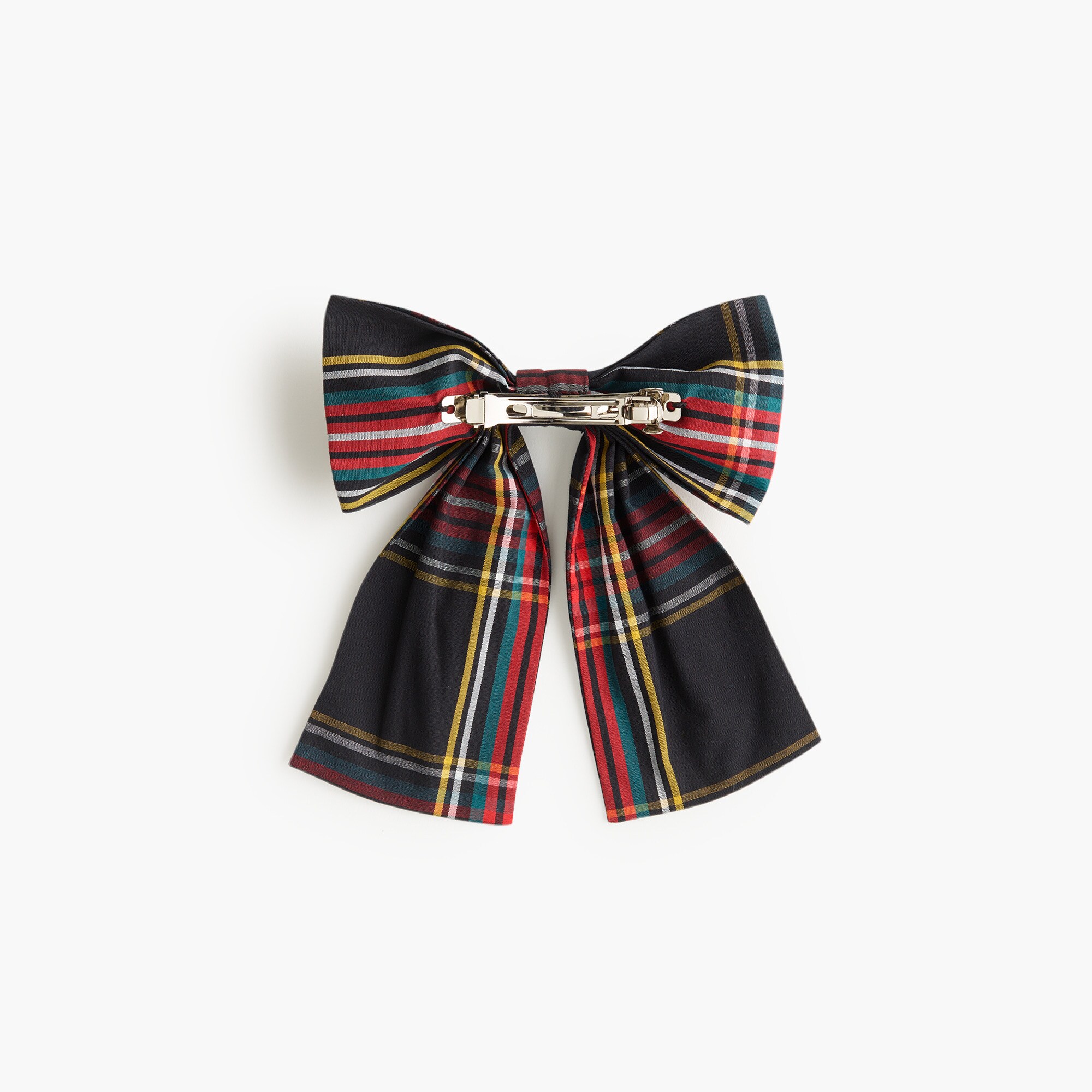 Embellished tartan bow barrette