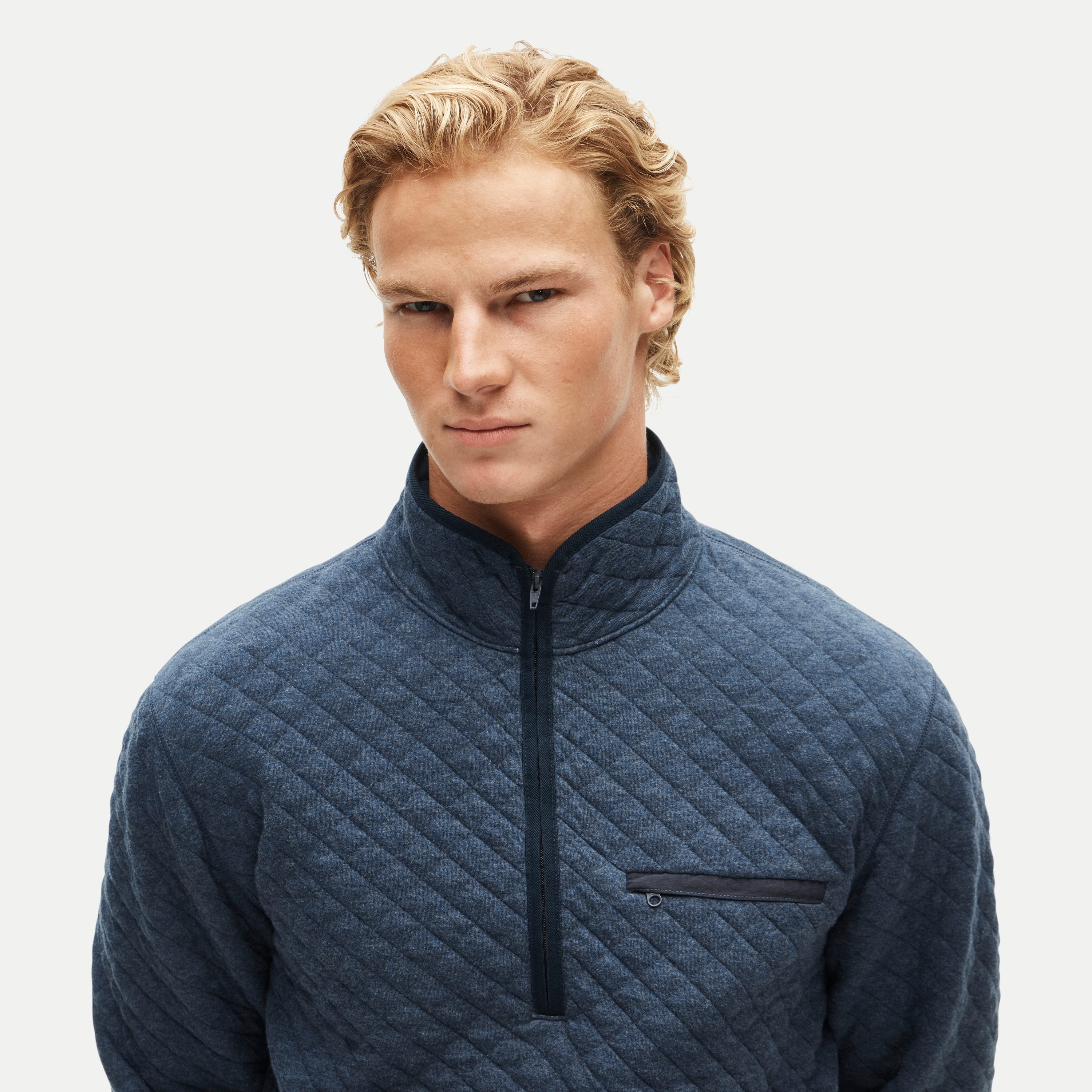 Quilted quarter-zip pullover