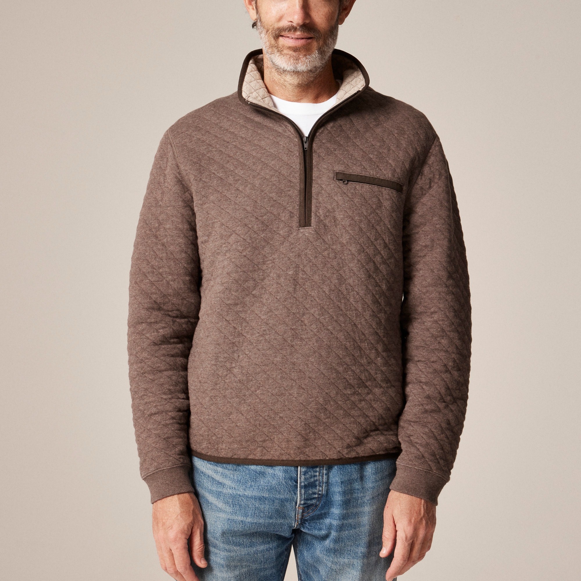 Quilted quarter-zip pullover