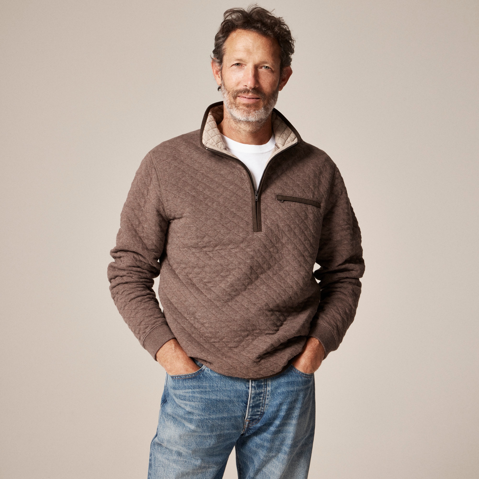 Quilted quarter-zip pullover