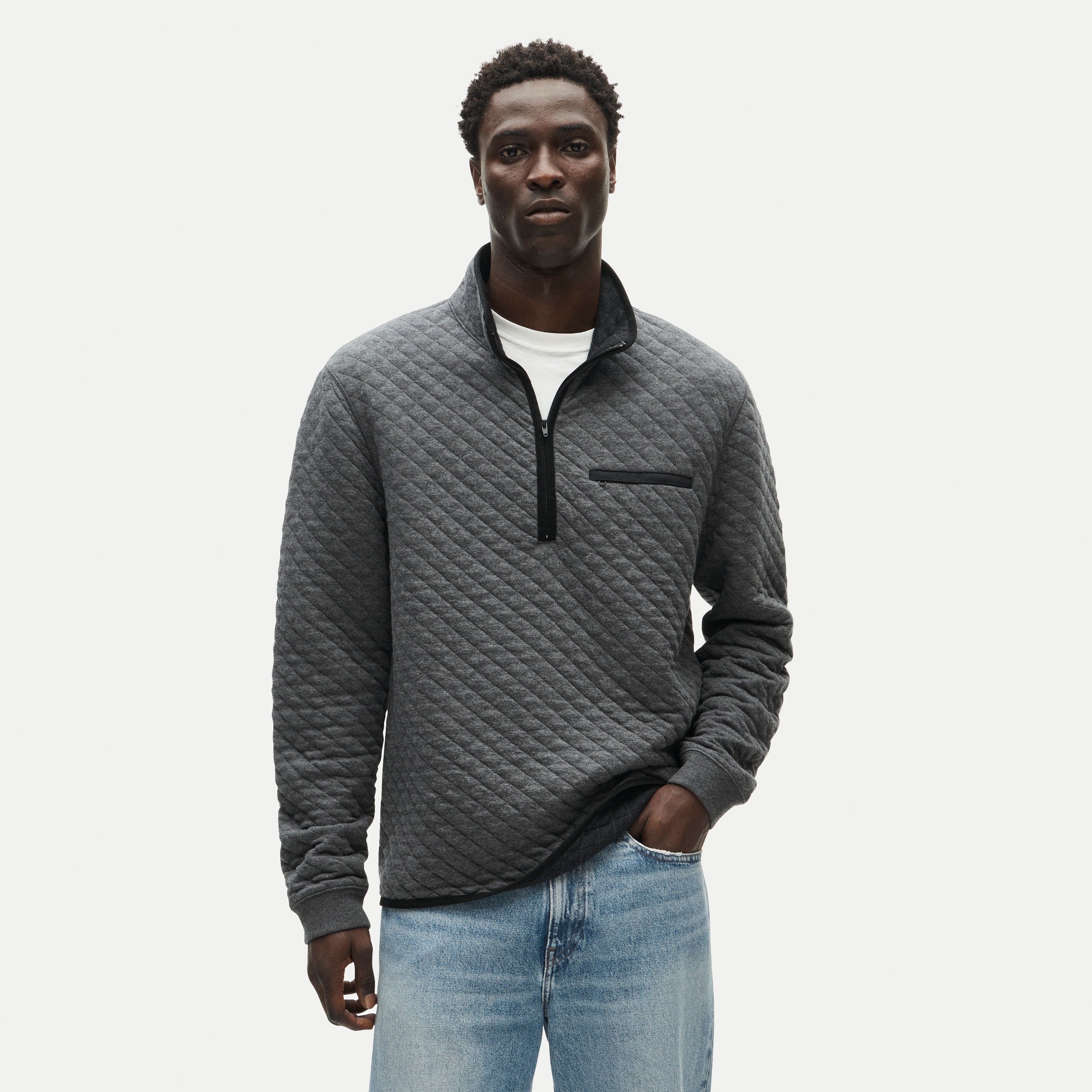 Quilted quarter-zip pullover