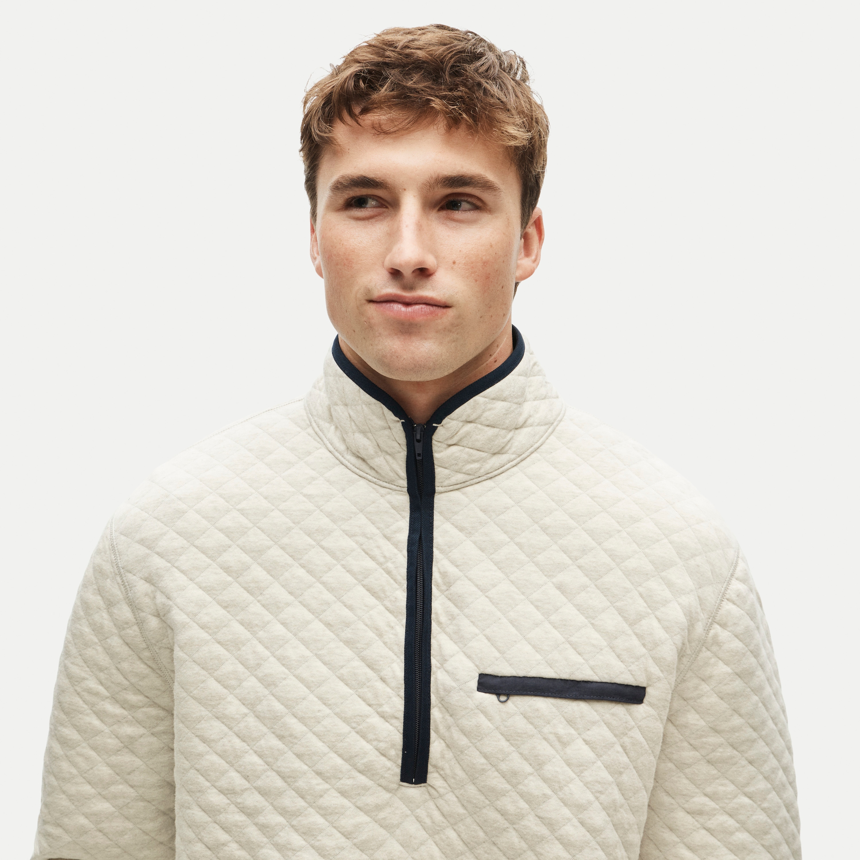 Quilted quarter-zip pullover