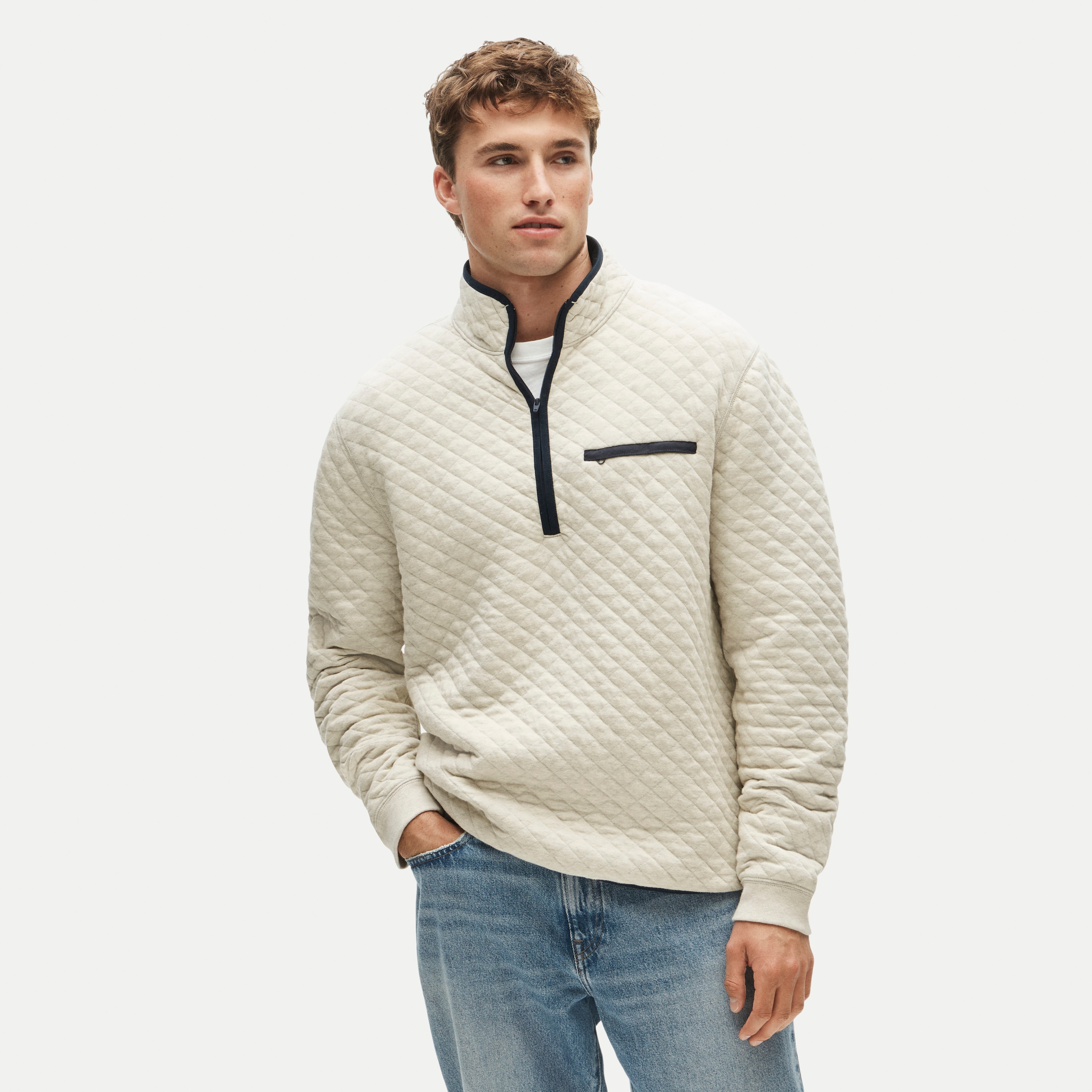 Quilted quarter-zip pullover