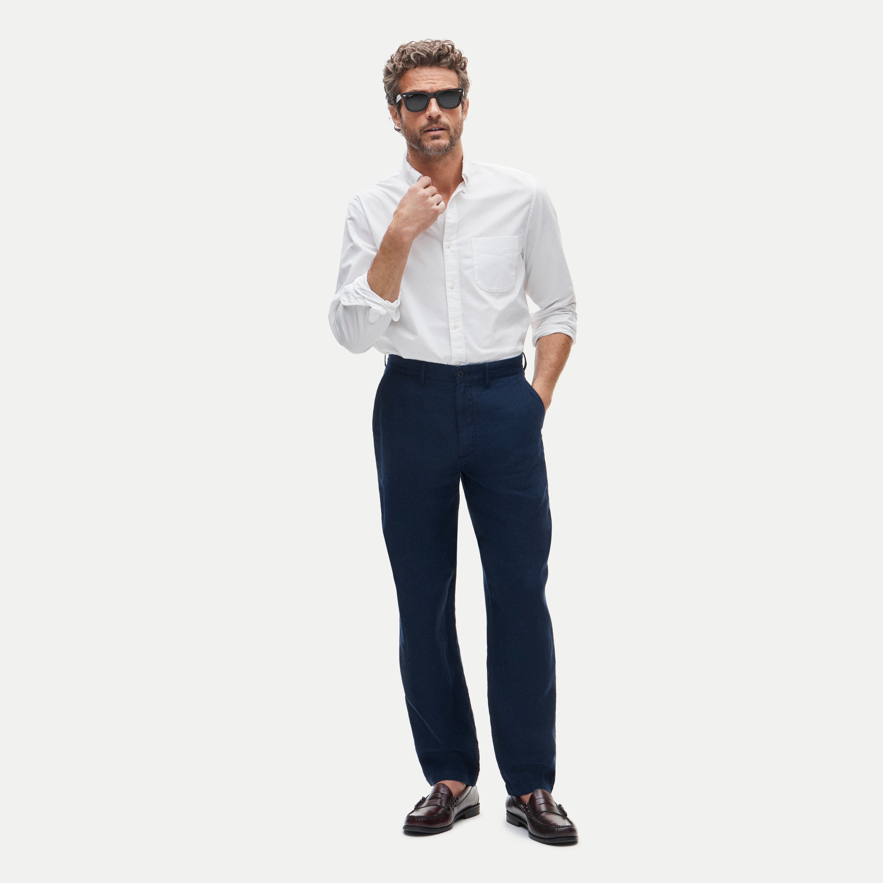 Classic-fit linen trouser