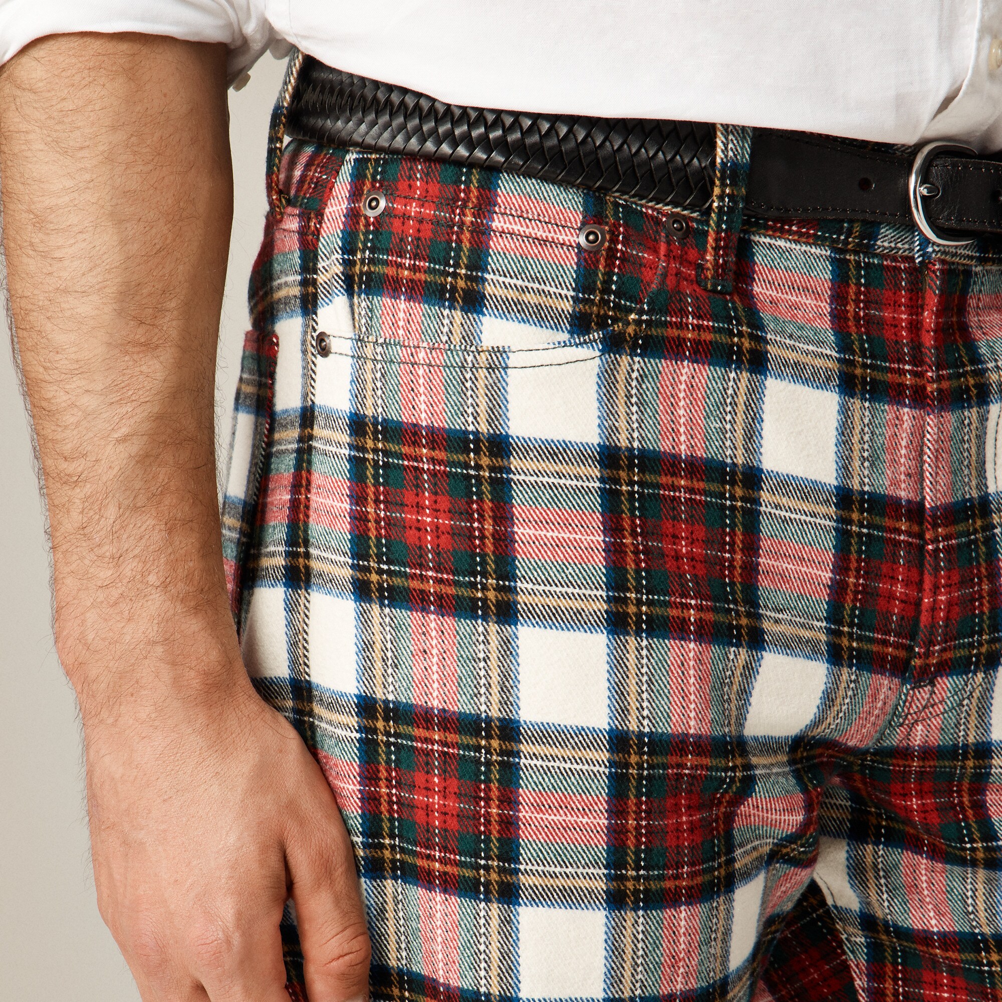 Classic five-pocket twill pant in Stewart tartan