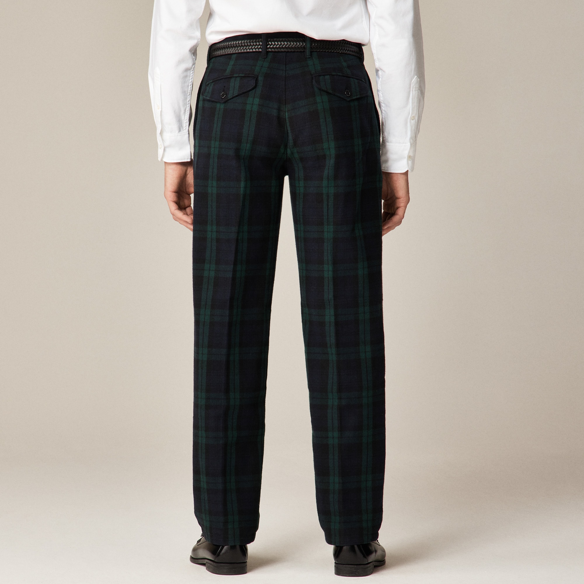 Straight-fit Brushed Twill Trouser In Black Watch Tartan For Men