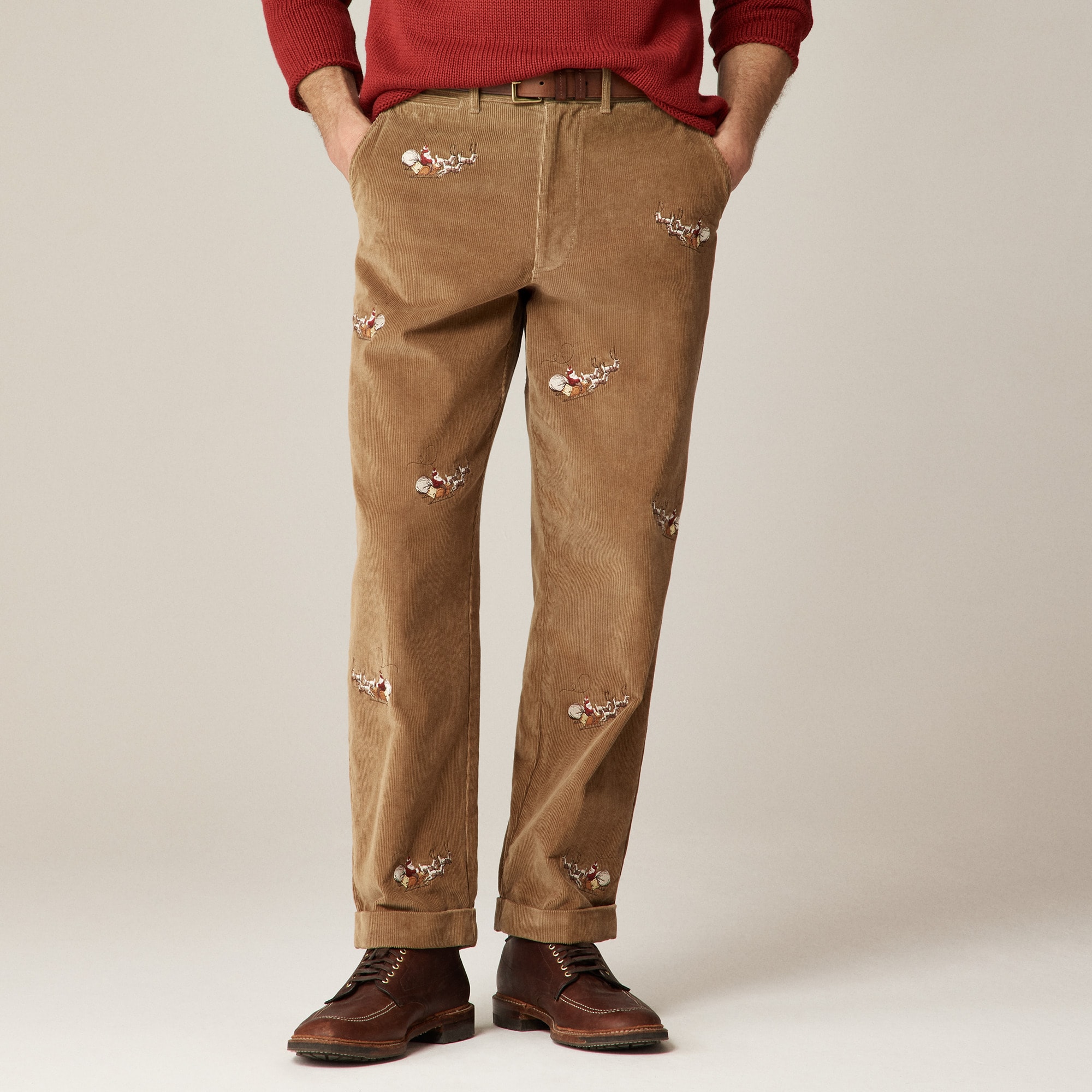 パンツ POLO GOLF border corduroy pants camel Men's Corduroy Comfort Waist Classic Fit Pleated Front Pant