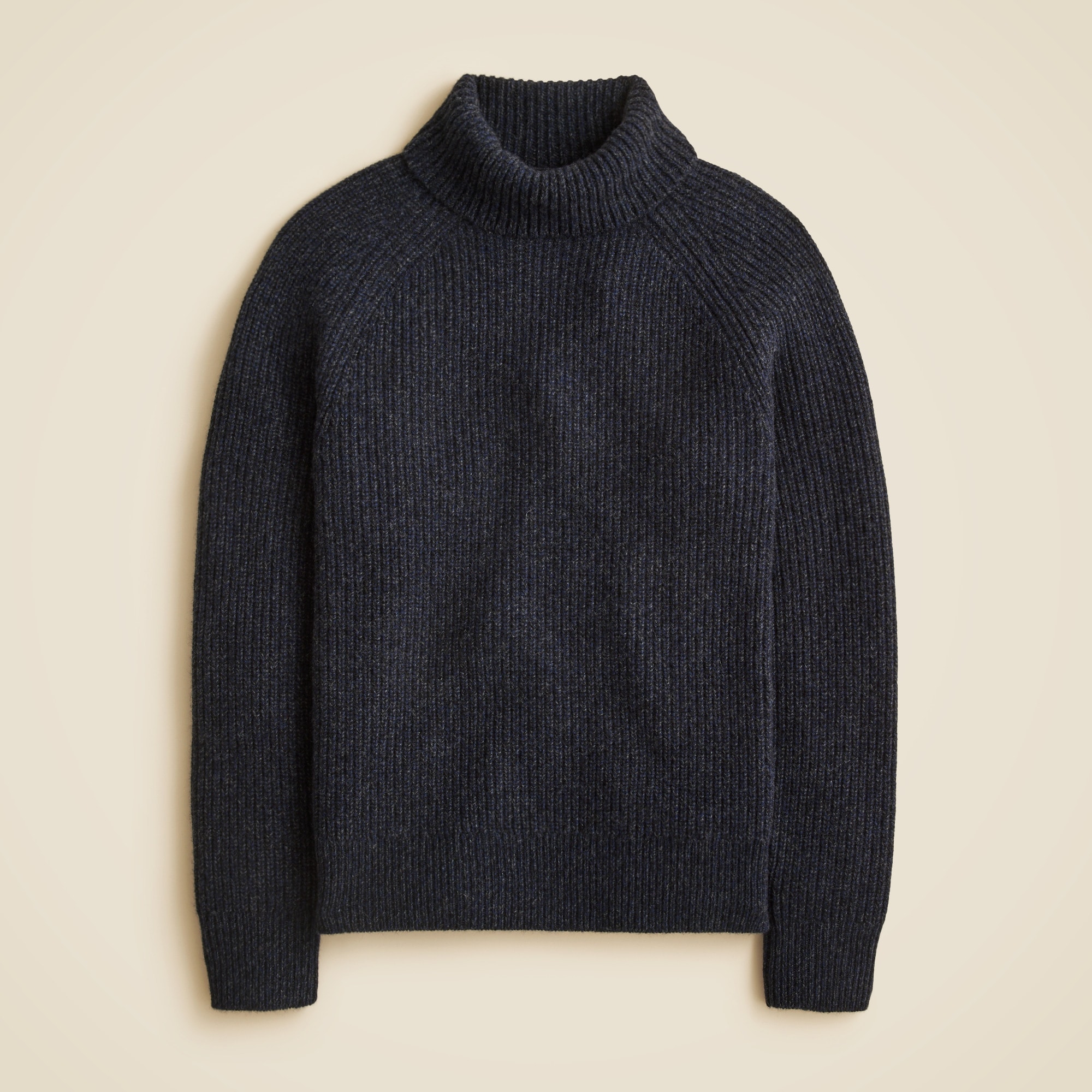 Cashmere ribbed turtleneck sweater with marled yarns