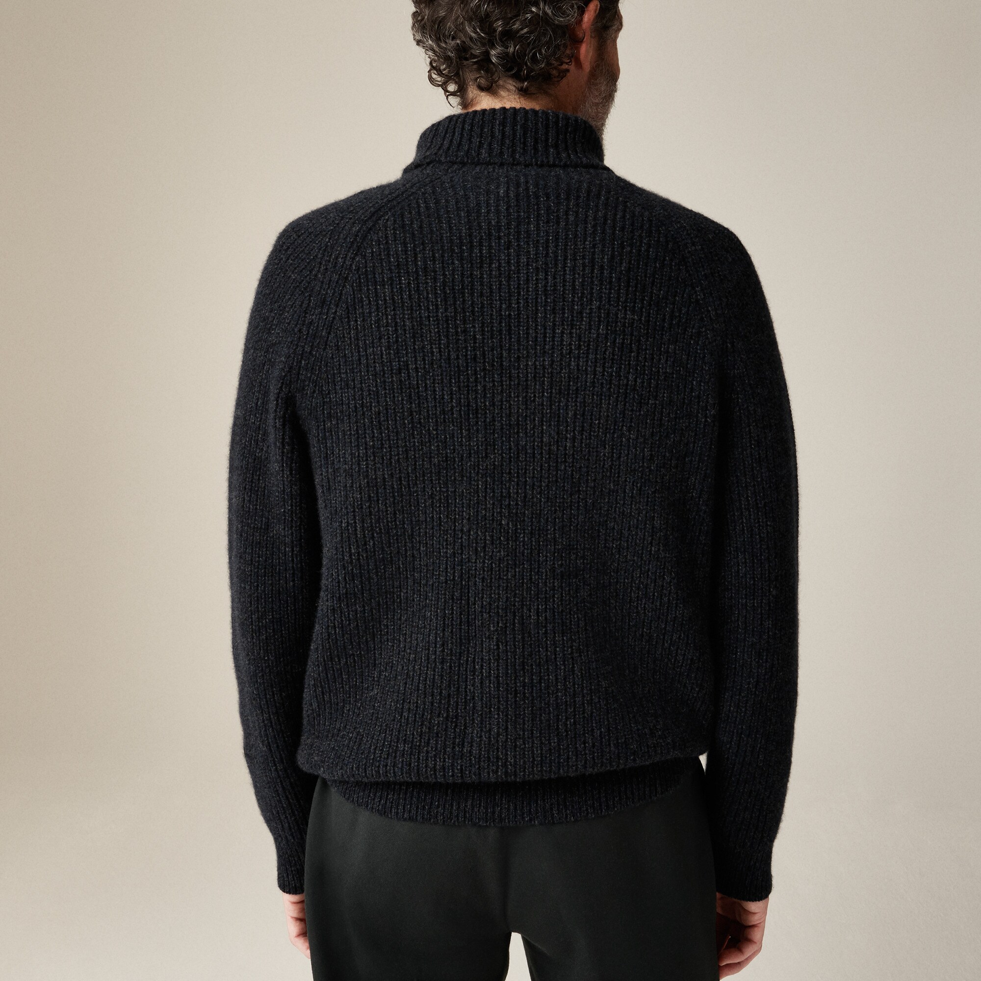 Cashmere ribbed turtleneck sweater with marled yarns