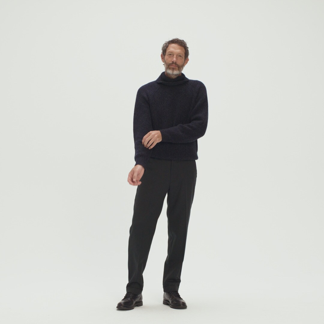 Cashmere ribbed turtleneck sweater with marled yarns