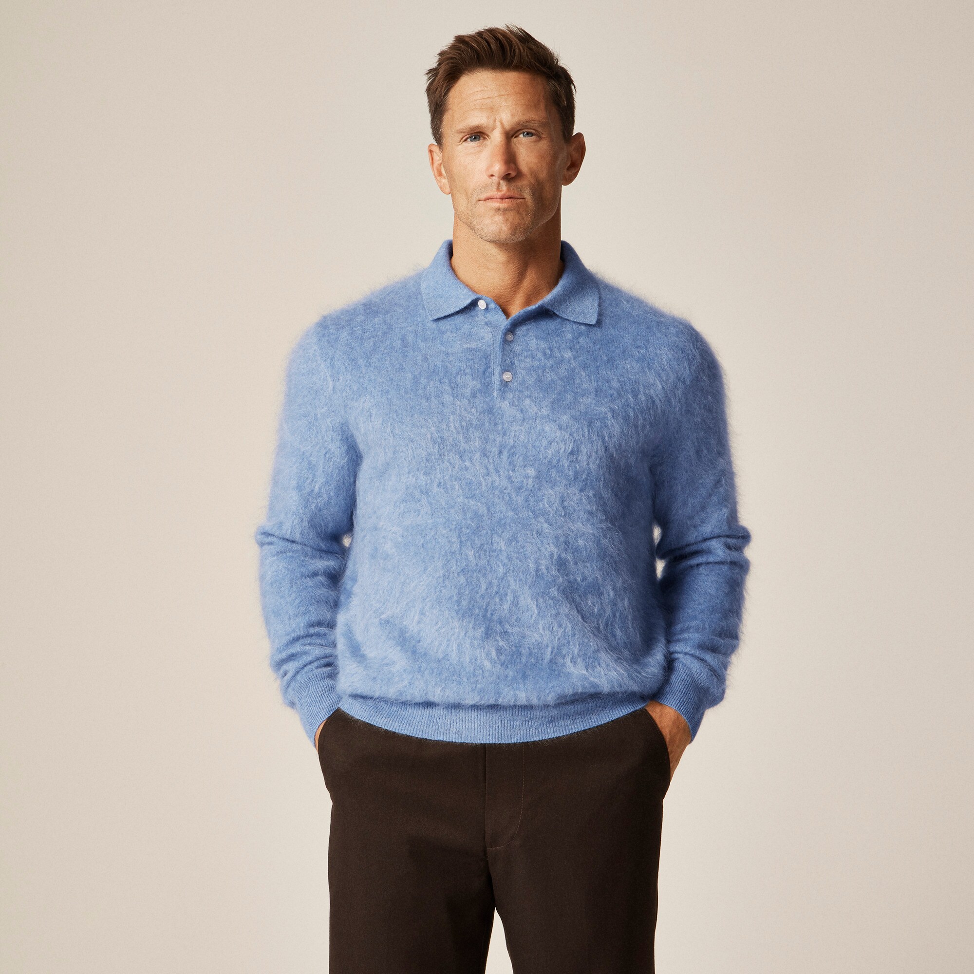  Brushed cashmere sweater-polo