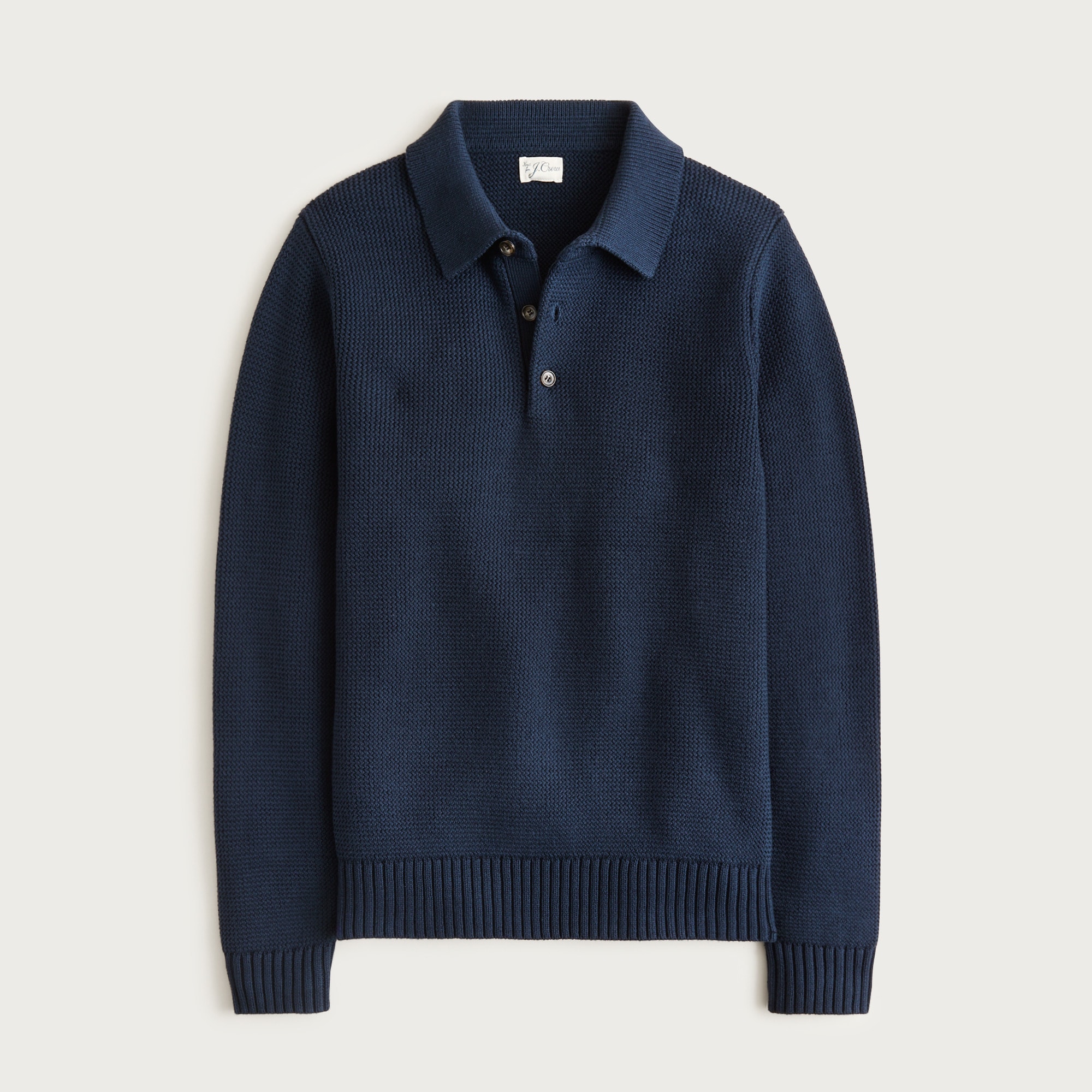 Cotton racking-stitch sweater-polo