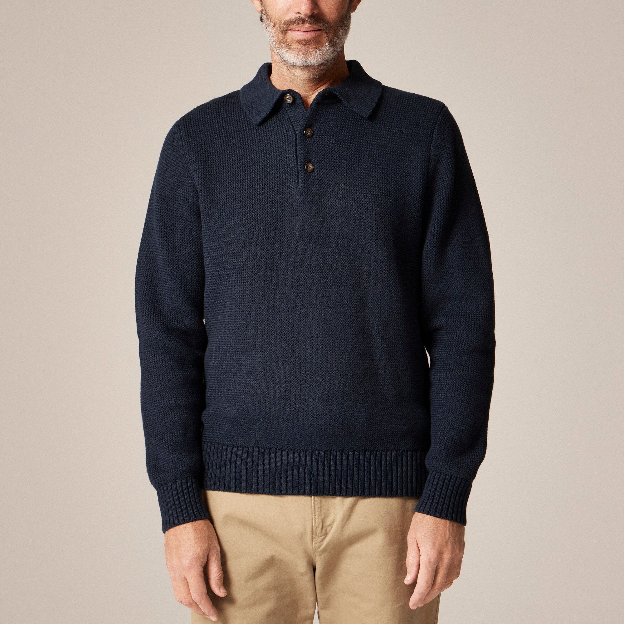 Cotton racking-stitch sweater-polo