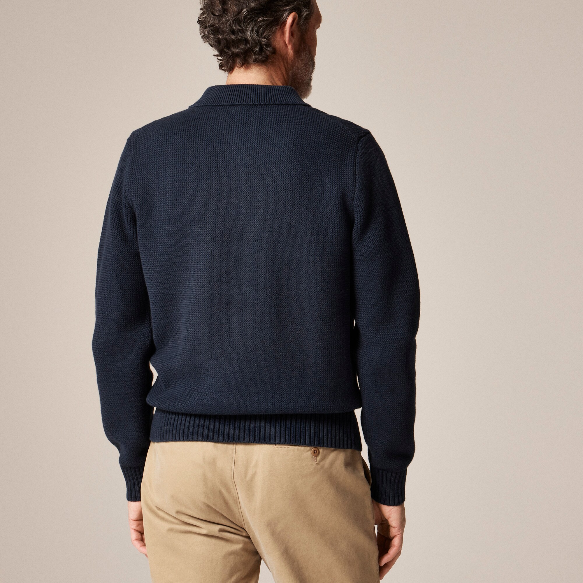Cotton racking-stitch sweater-polo