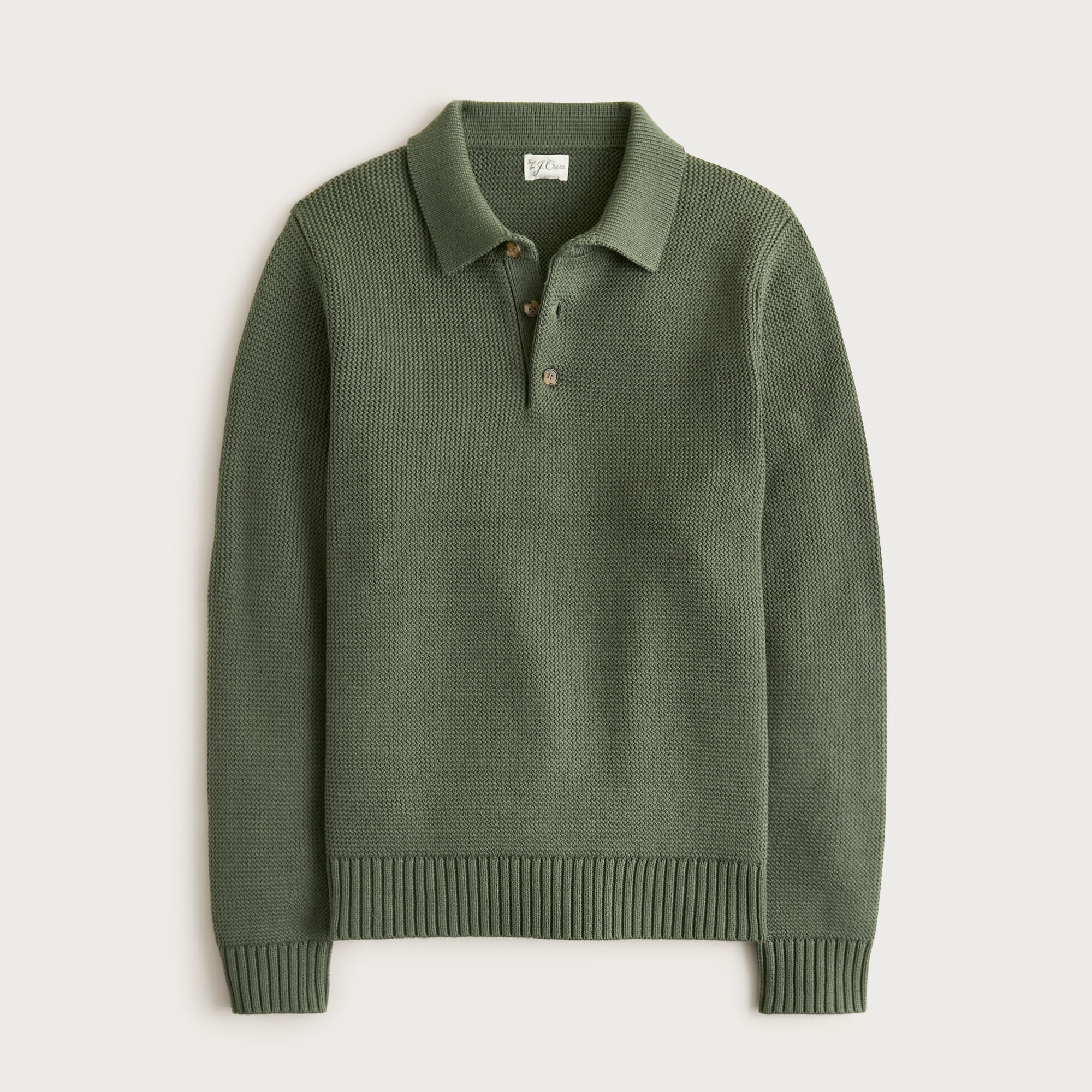  Cotton racking-stitch sweater-polo