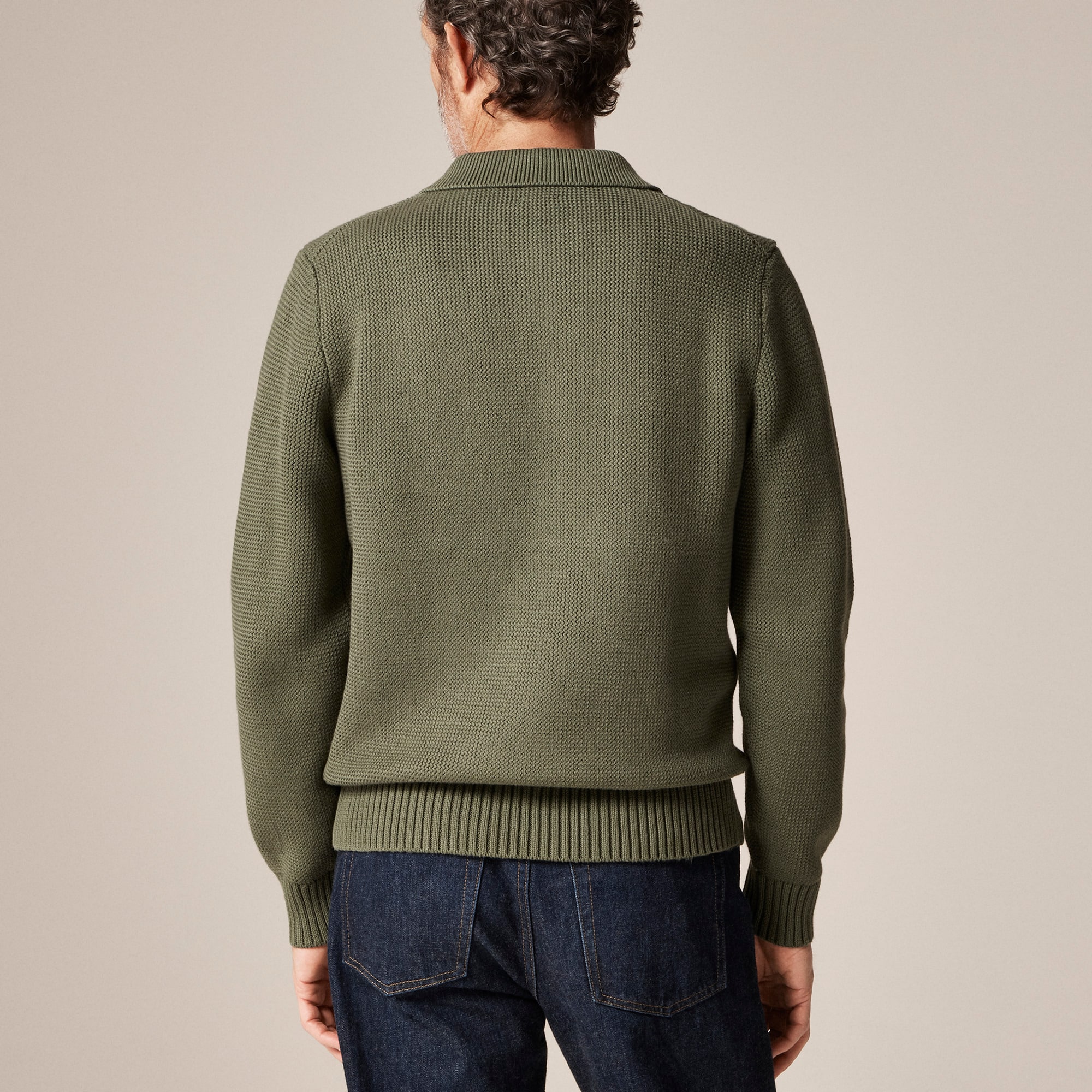 Cotton Racking-stitch Sweater-polo For Men | J.Crew