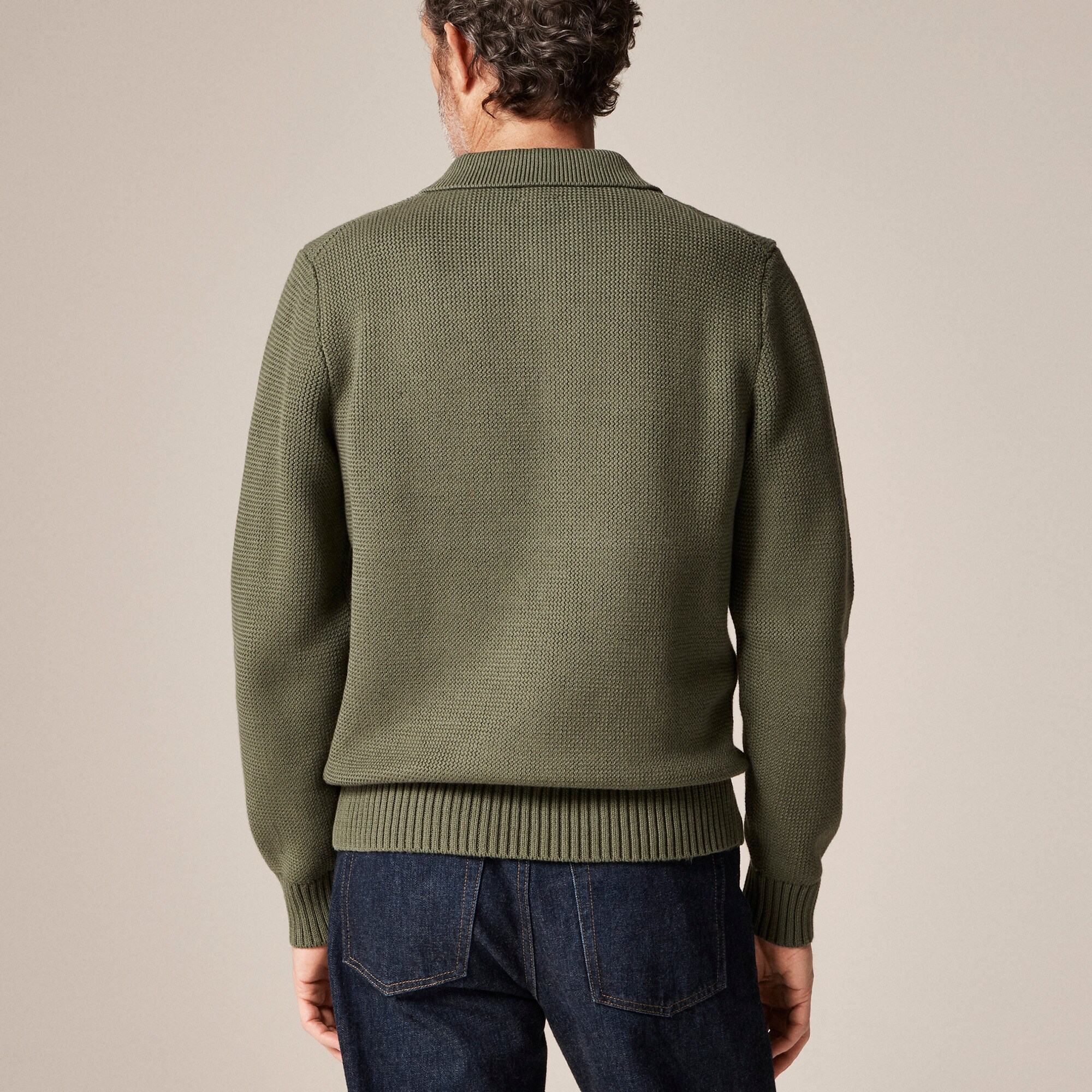 Cotton racking-stitch sweater-polo