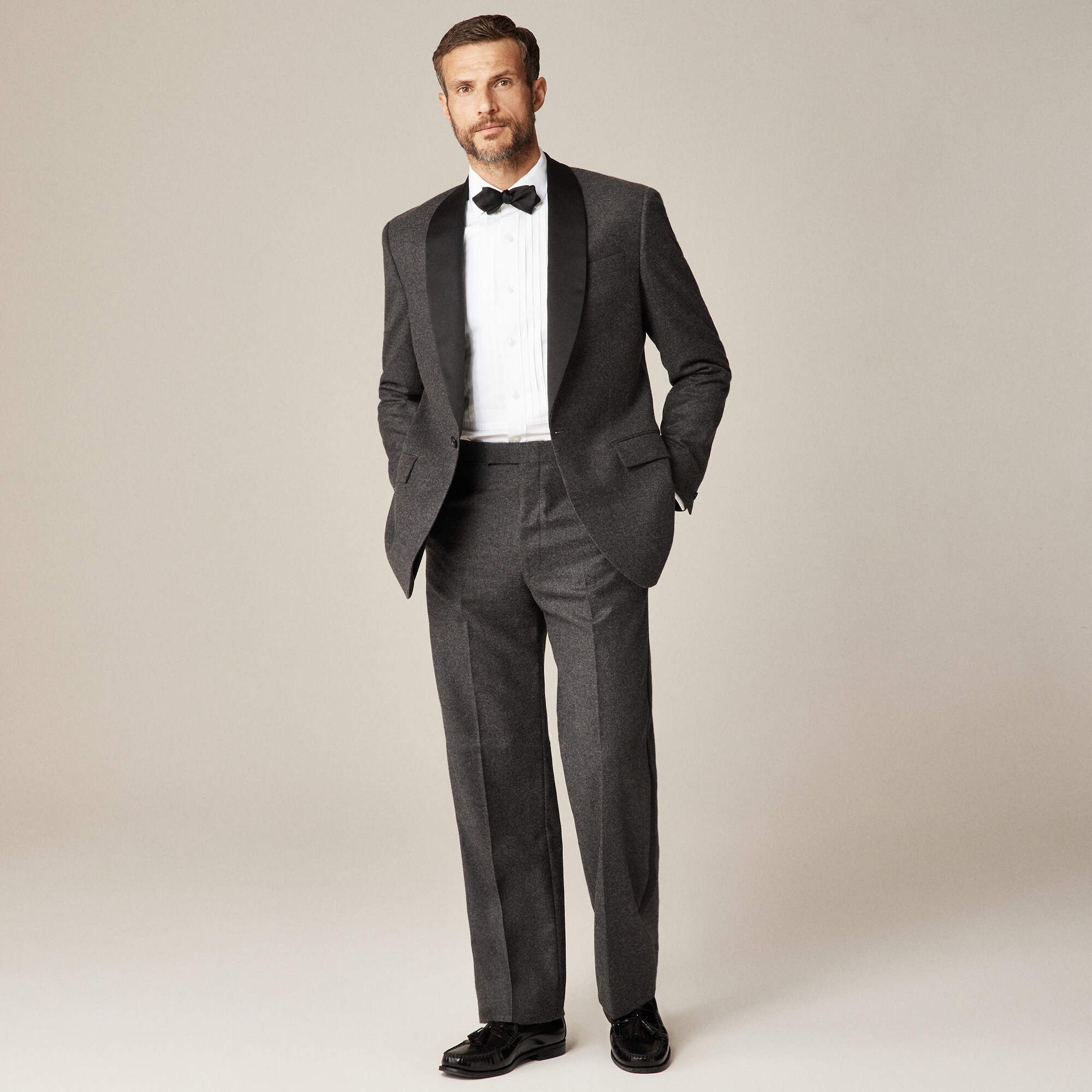 Limited-edition Relaxed-fit shawl-collar tuxedo jacket in English wool flannel
