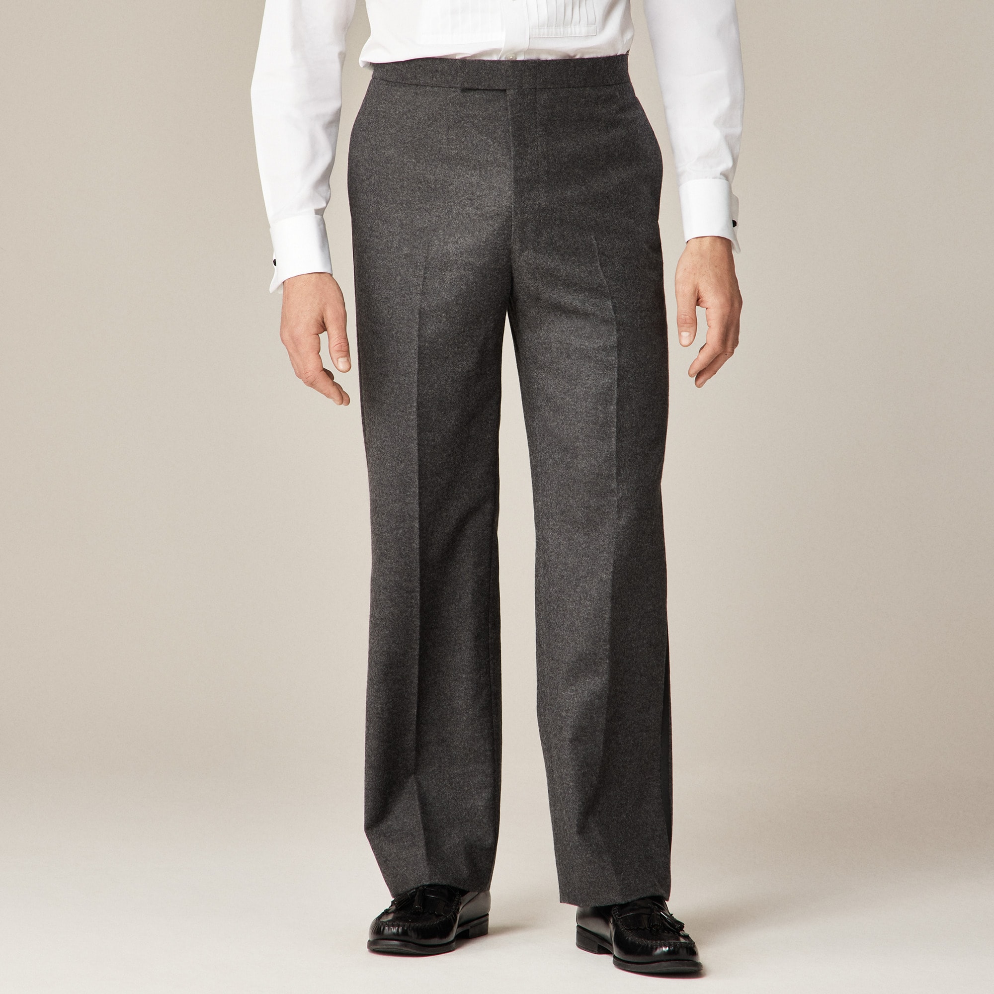 mens Limited-edition relaxed-fit tuxedo pant in English wool flannel
