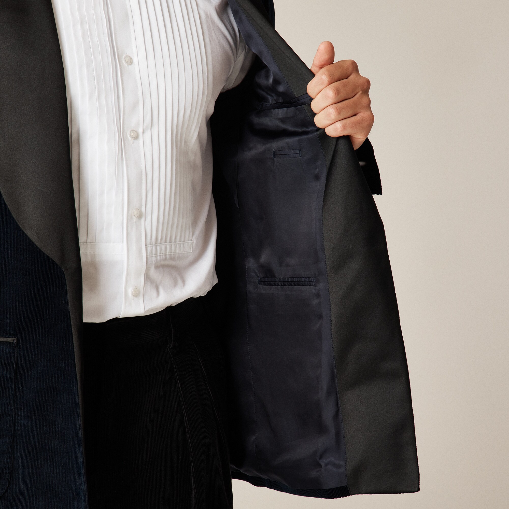 Shawl-collar lounge jacket in Italian corduroy