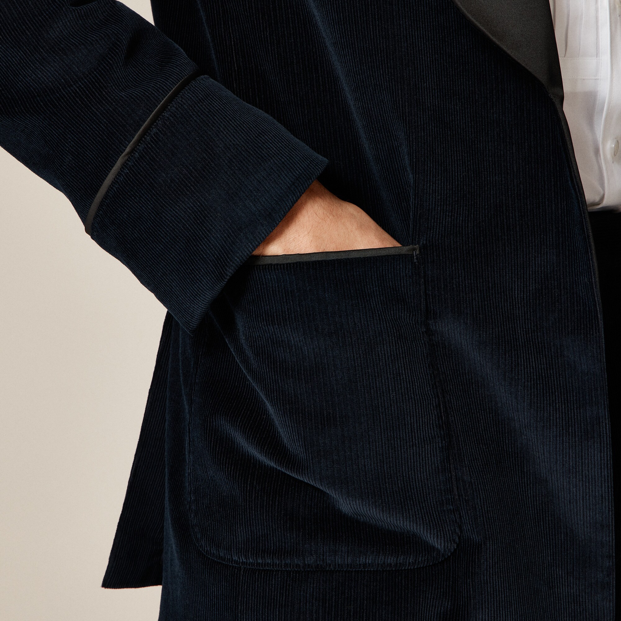 Shawl-collar lounge jacket in Italian corduroy