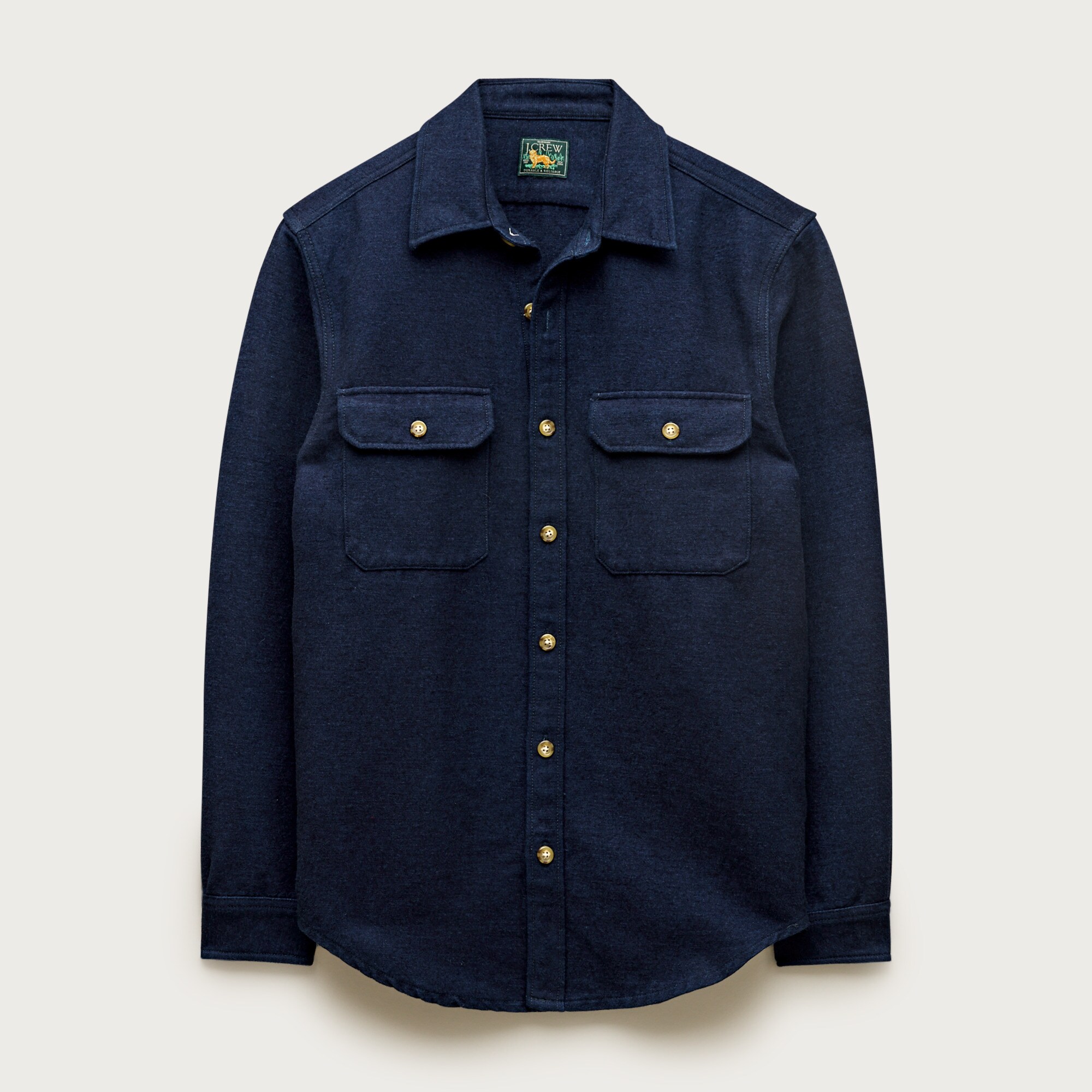 Long-sleeve vintage-wash cotton pocket T-shirt