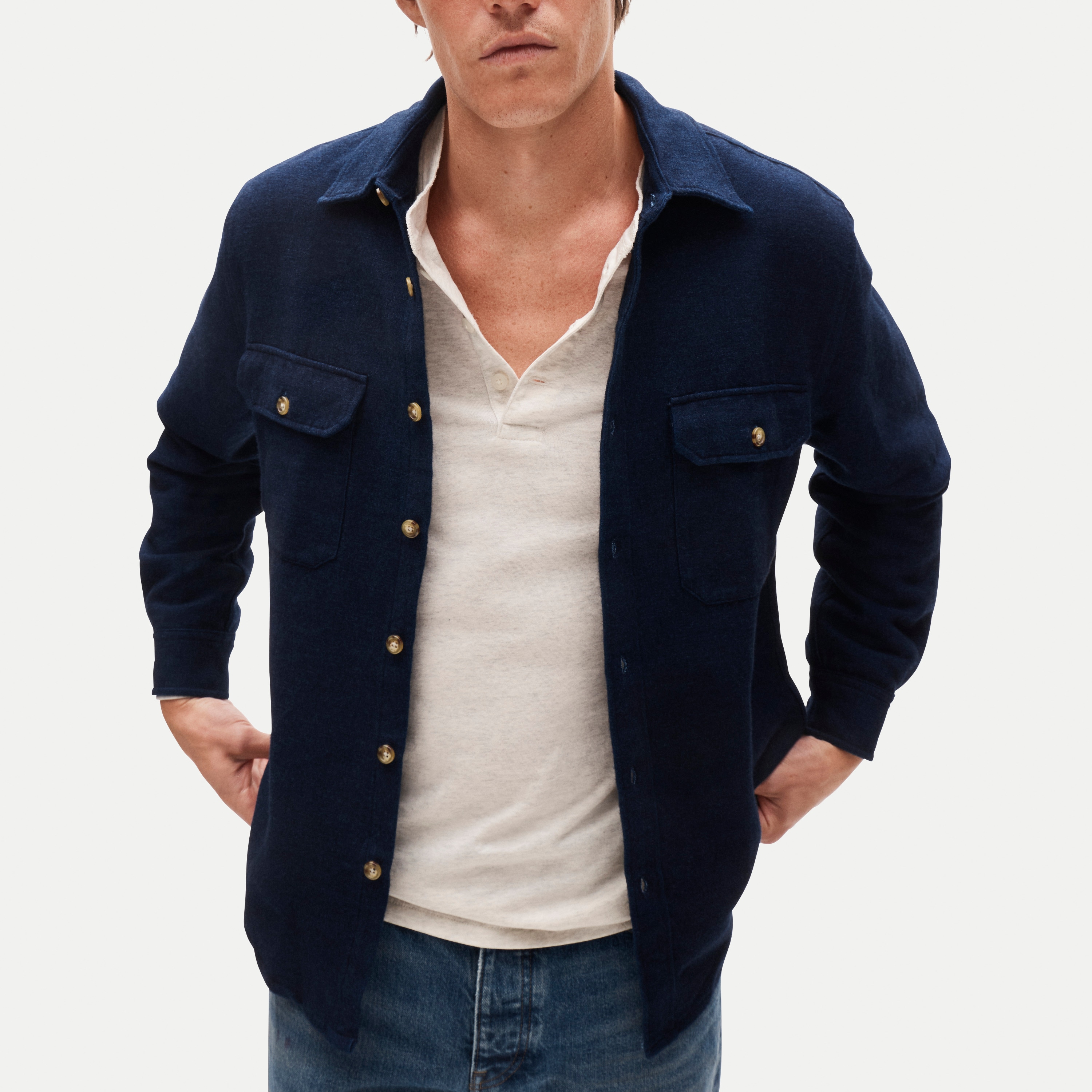 Heavyweight chamois workshirt in Japanese cotton - thumbnail 2