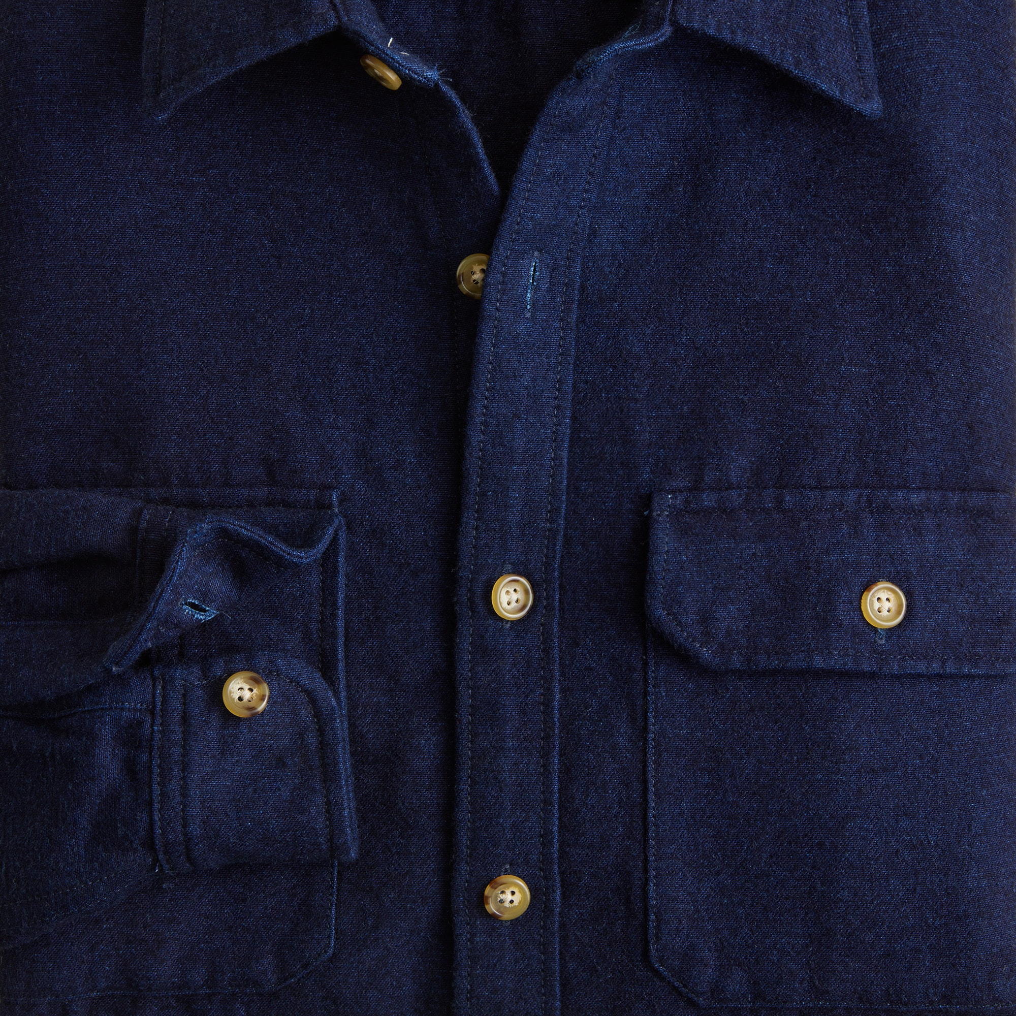 Chambray Four-pocket Camp-collar Overshirt For Men | J.Crew