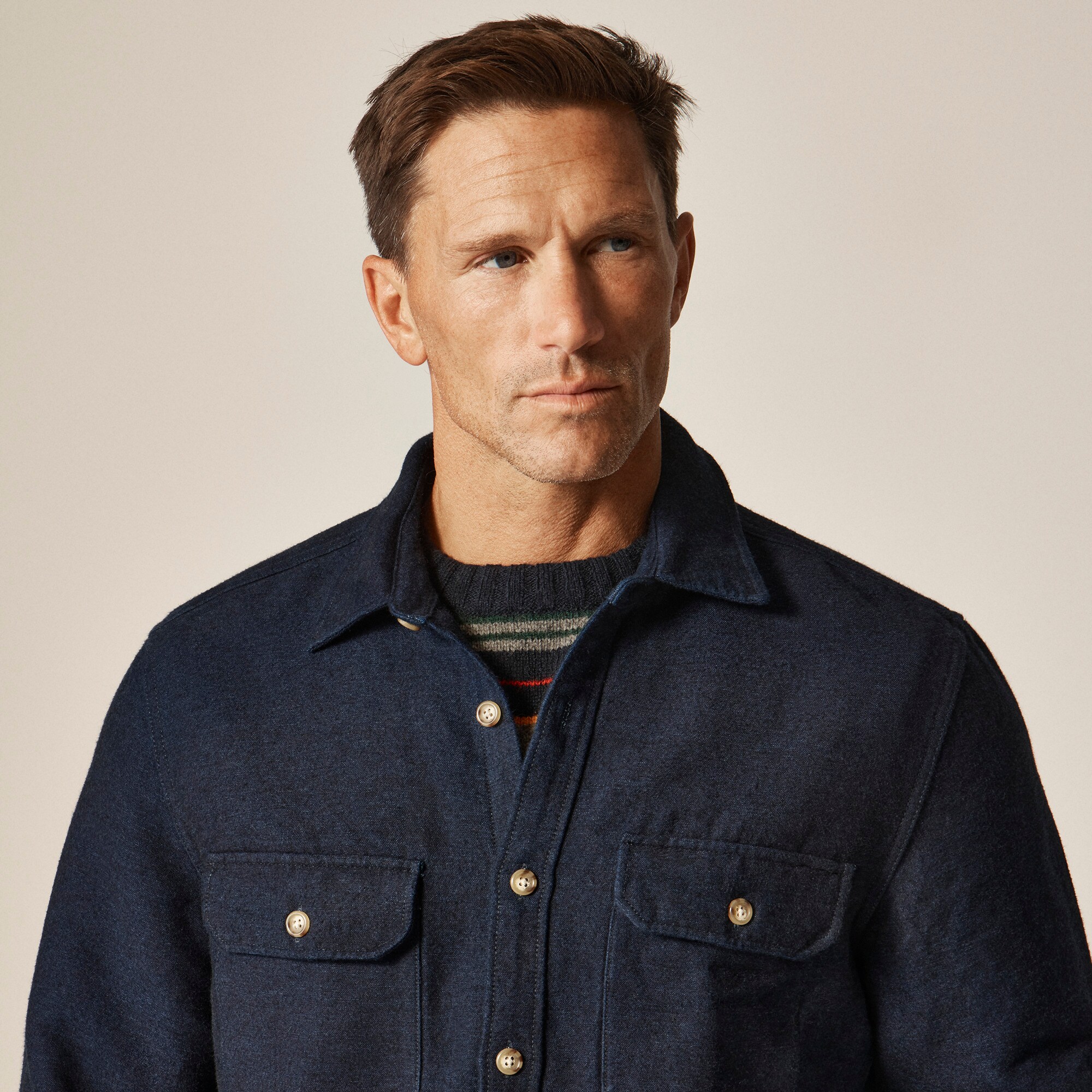 Heavyweight chamois workshirt in Japanese cotton