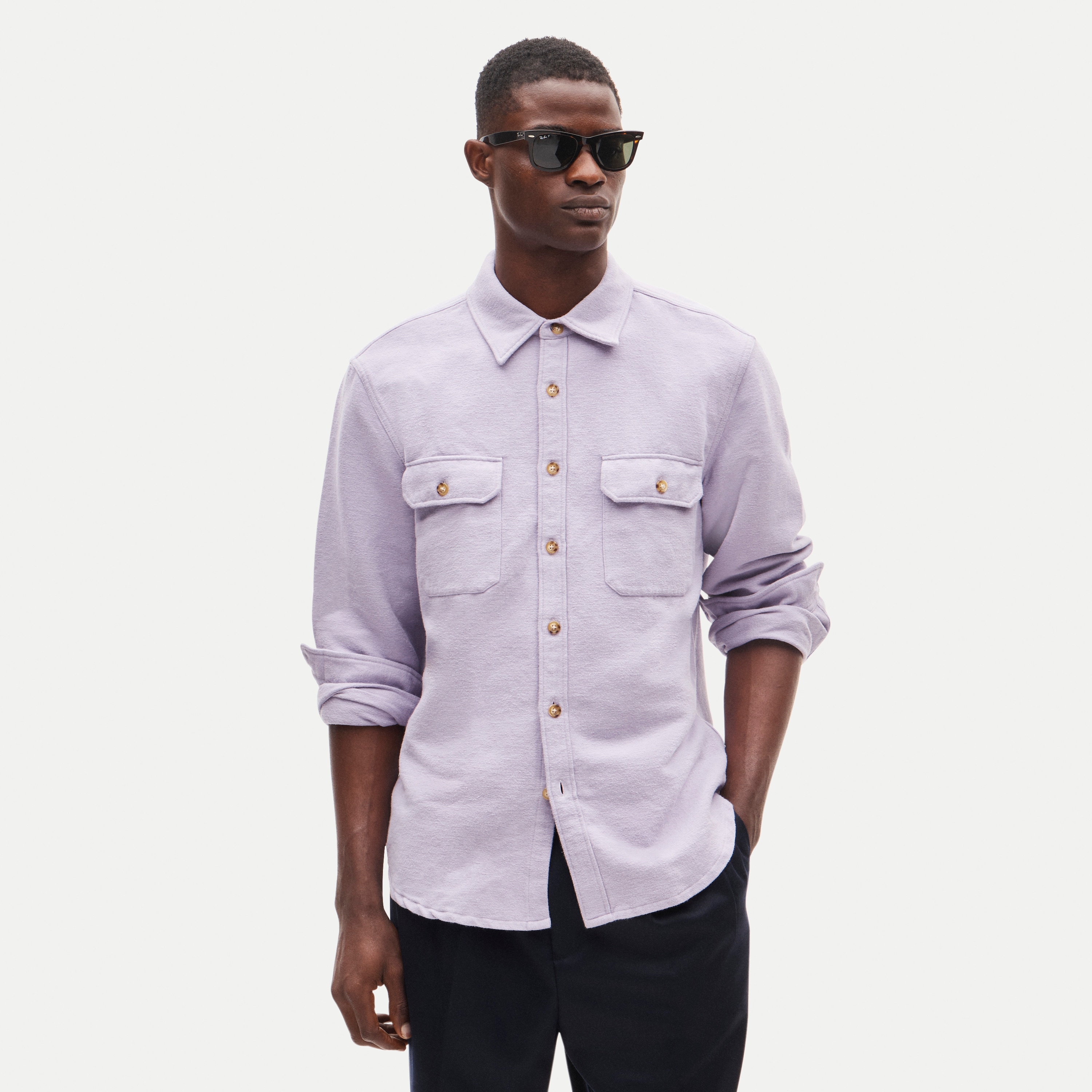 Heavyweight chamois workshirt in Japanese cotton