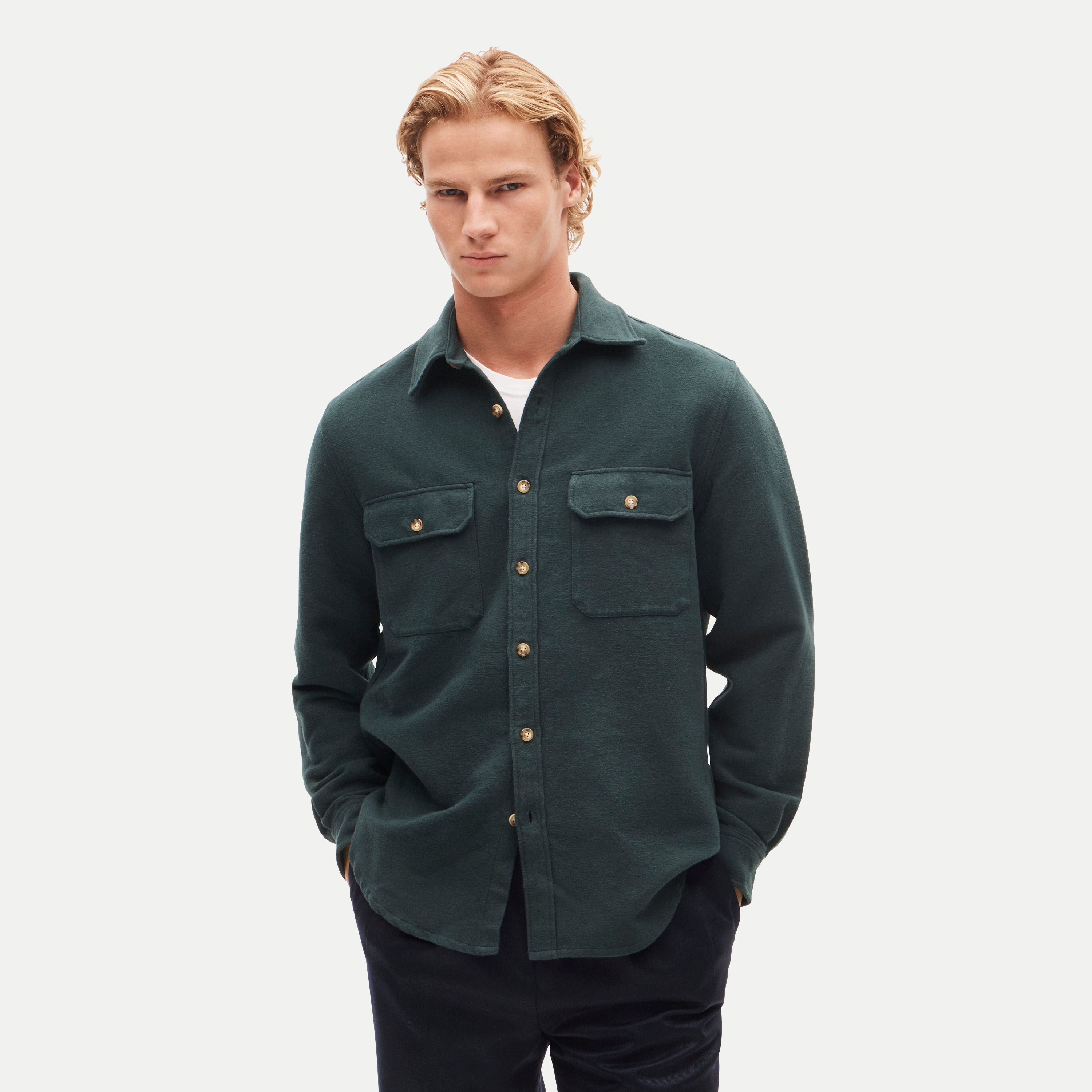 Heavyweight chamois workshirt in Japanese cotton