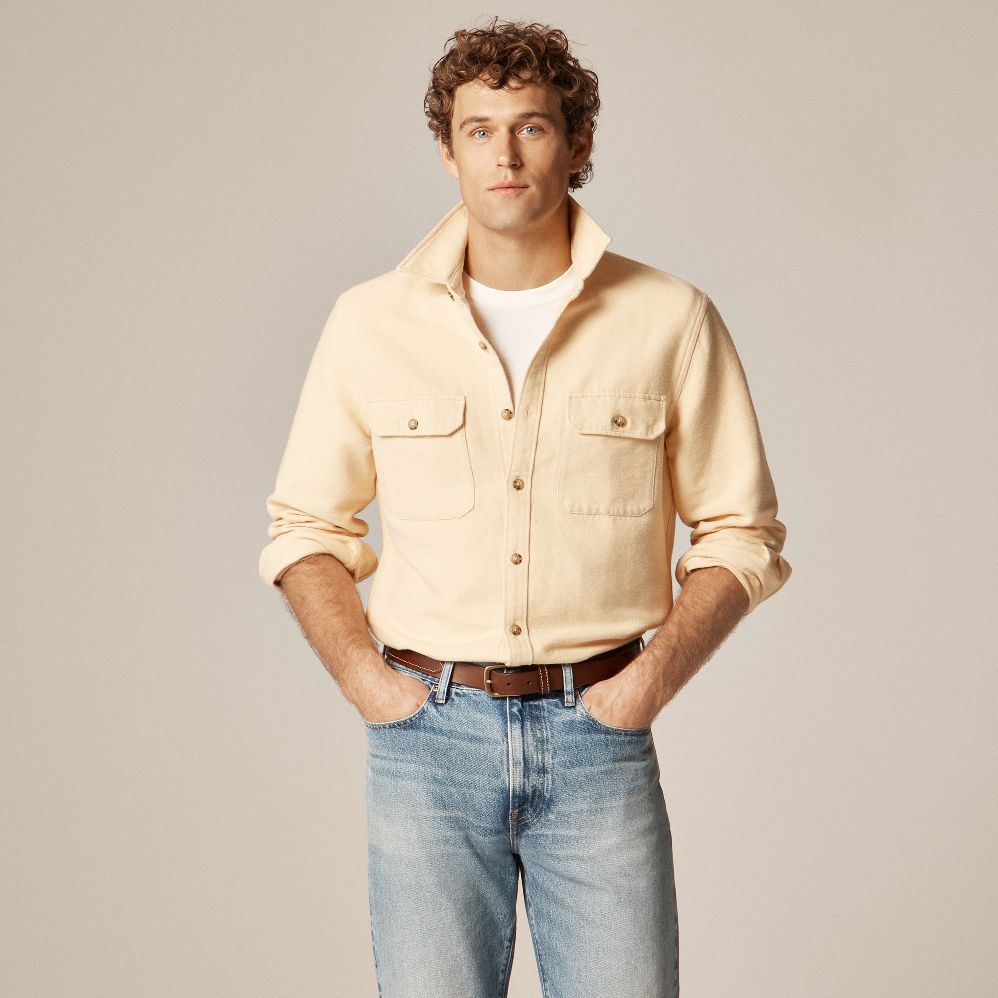 Heavyweight chamois workshirt in Japanese cotton