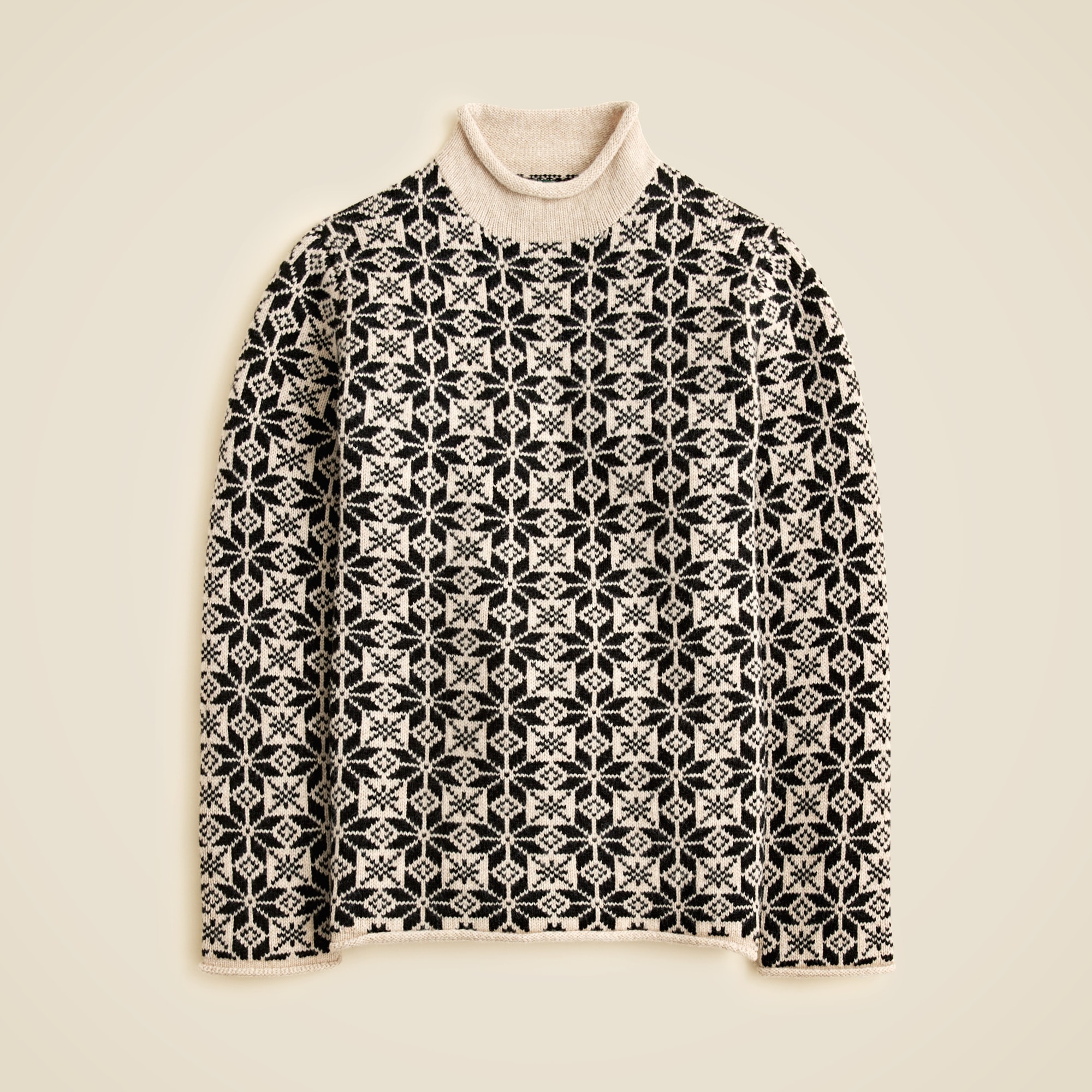 Rollneck™ sweater in snowflake jacquard lambswool