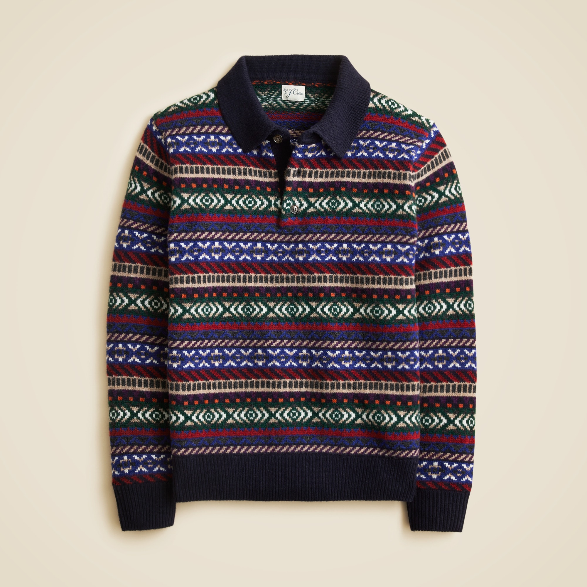 Fair Isle sweater-polo in wool