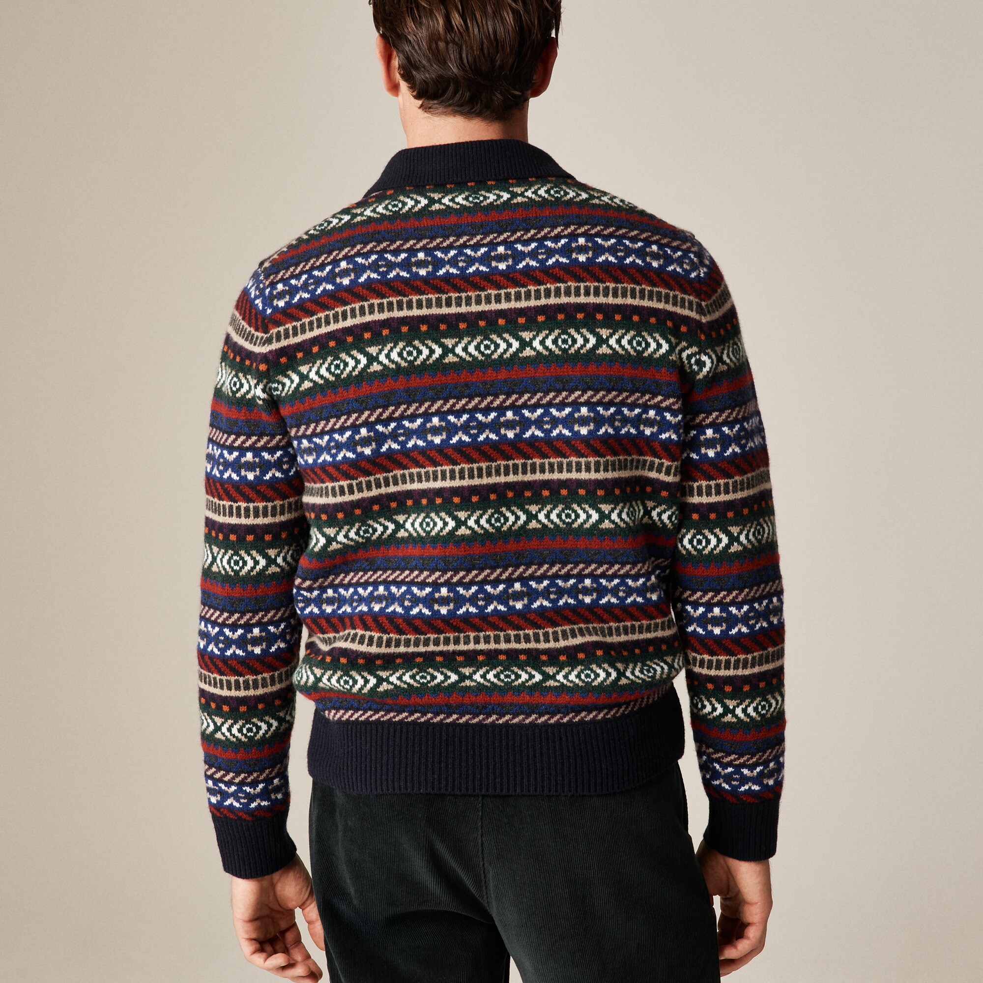 Fair Isle sweater-polo in wool