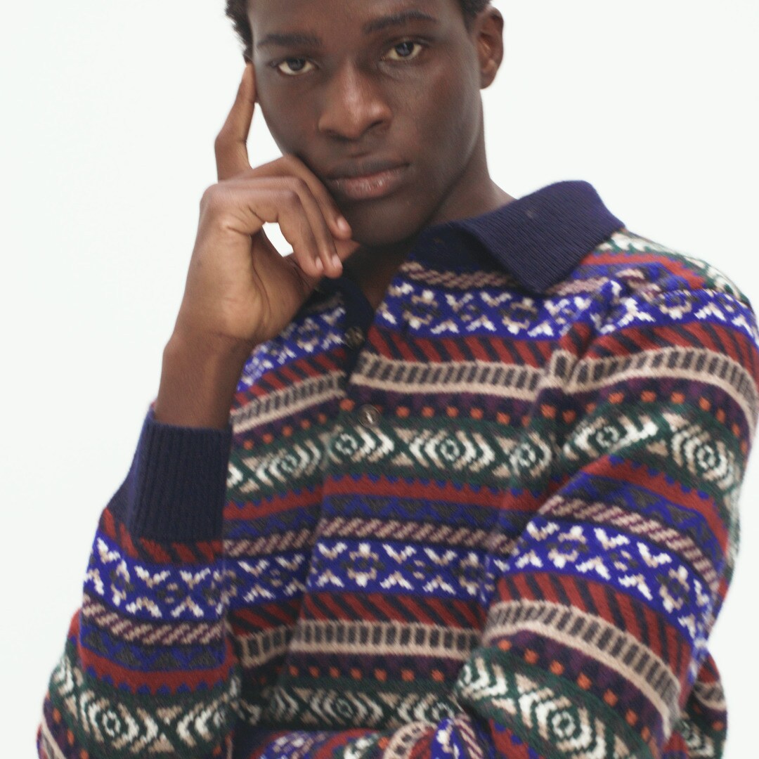 Fair Isle sweater-polo in wool