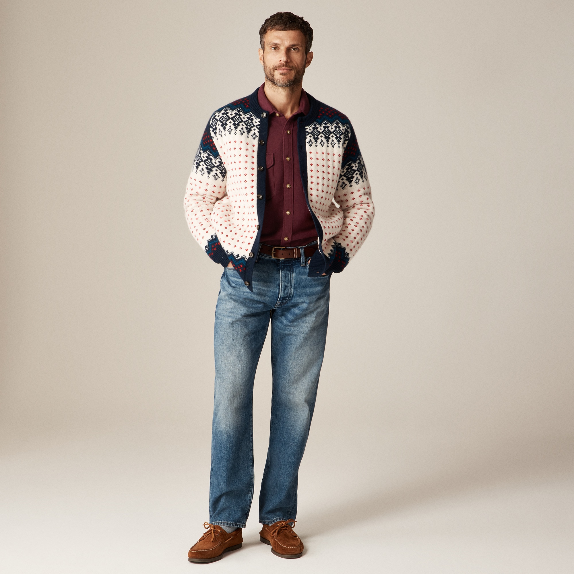 Fair Isle Cardigan In Lambswool For Men | J.Crew
