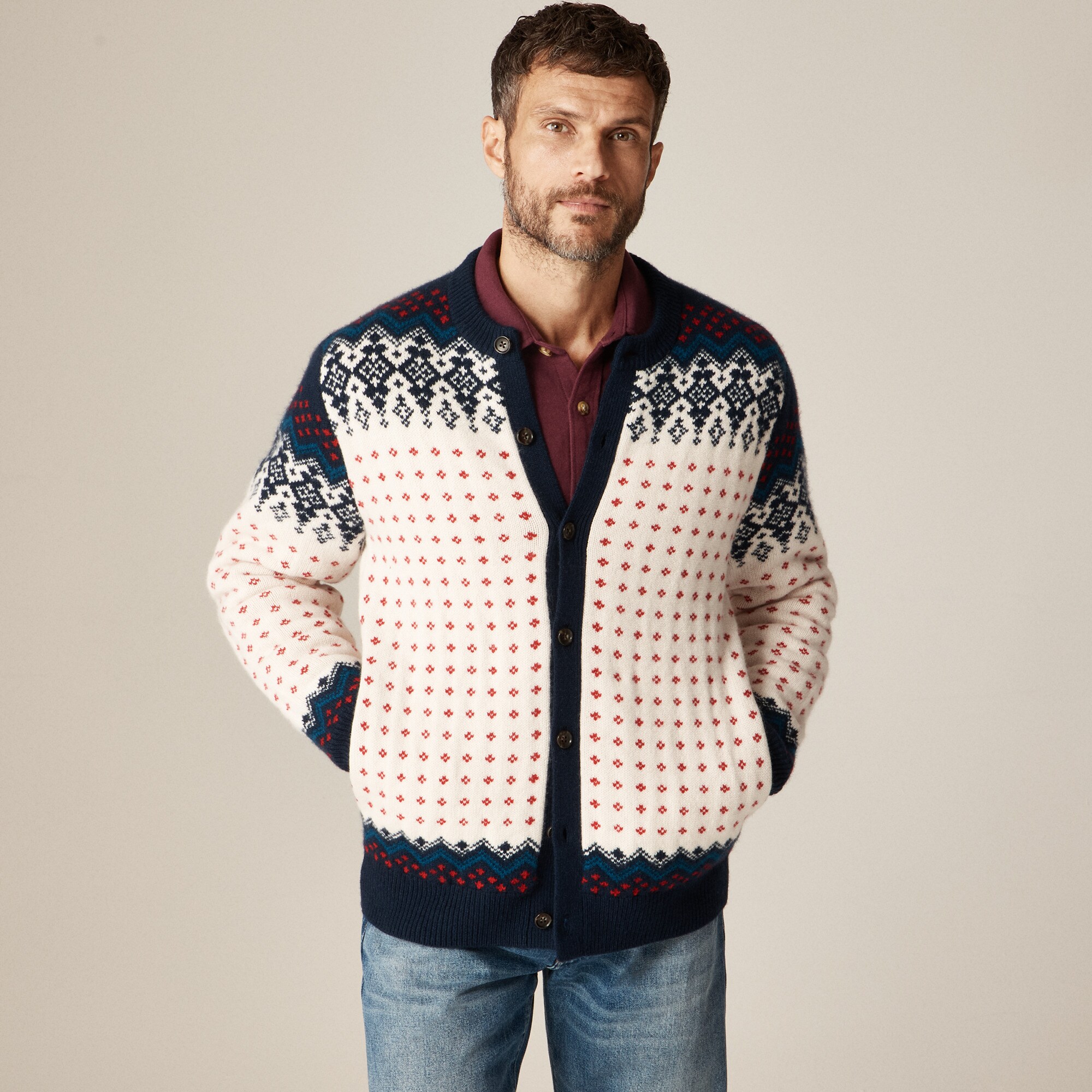 Fair Isle Cardigan In Lambswool For Men | J.Crew