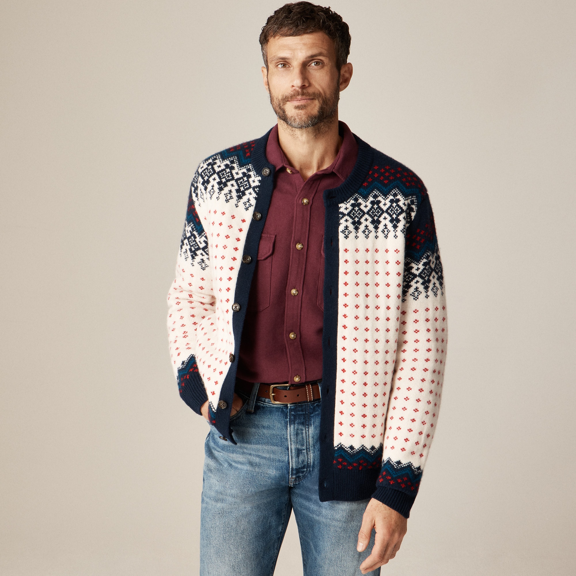 Fair Isle Cardigan In Lambswool For Men | J.Crew