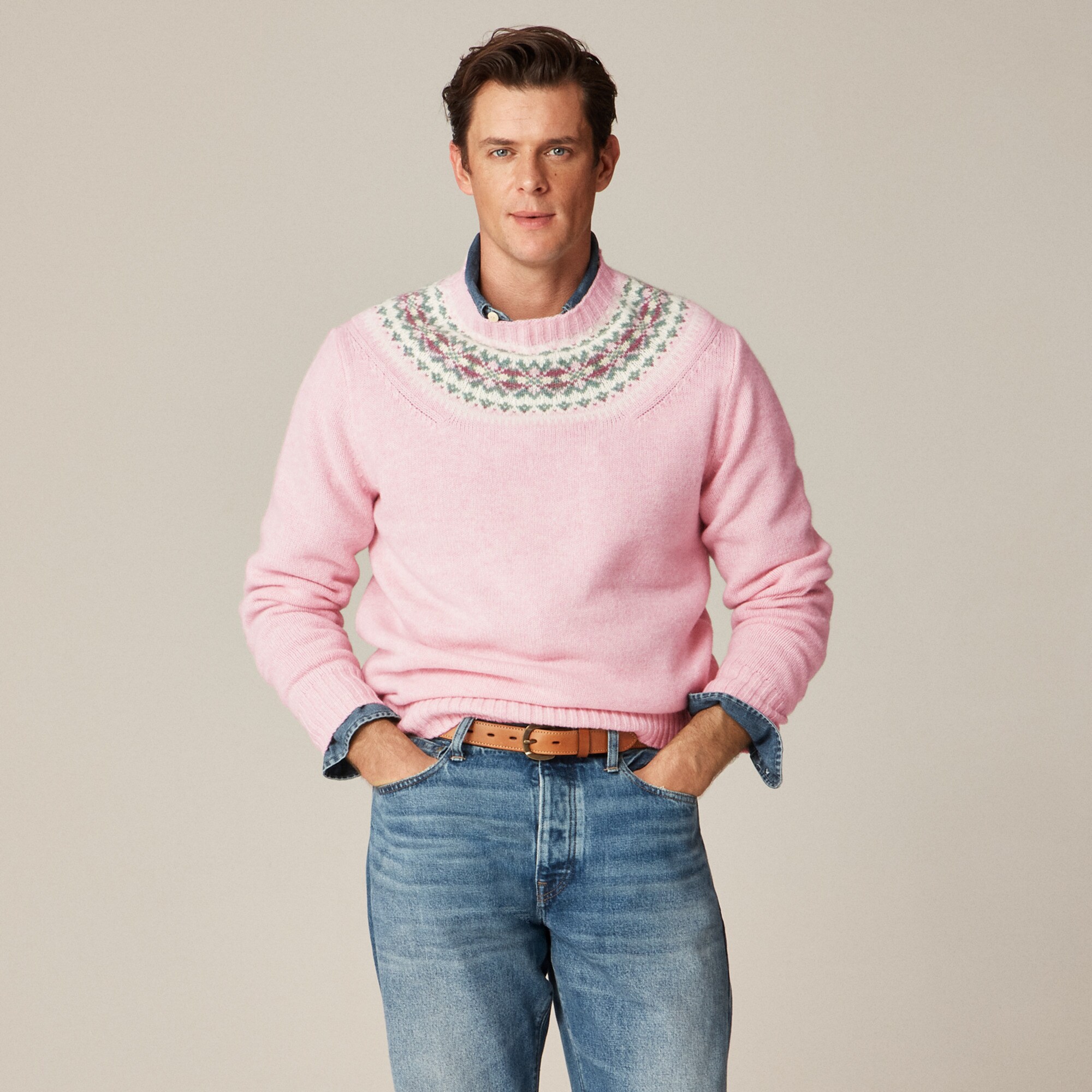 Fair Isle–yoked Sweater In Wool For Men | J.Crew