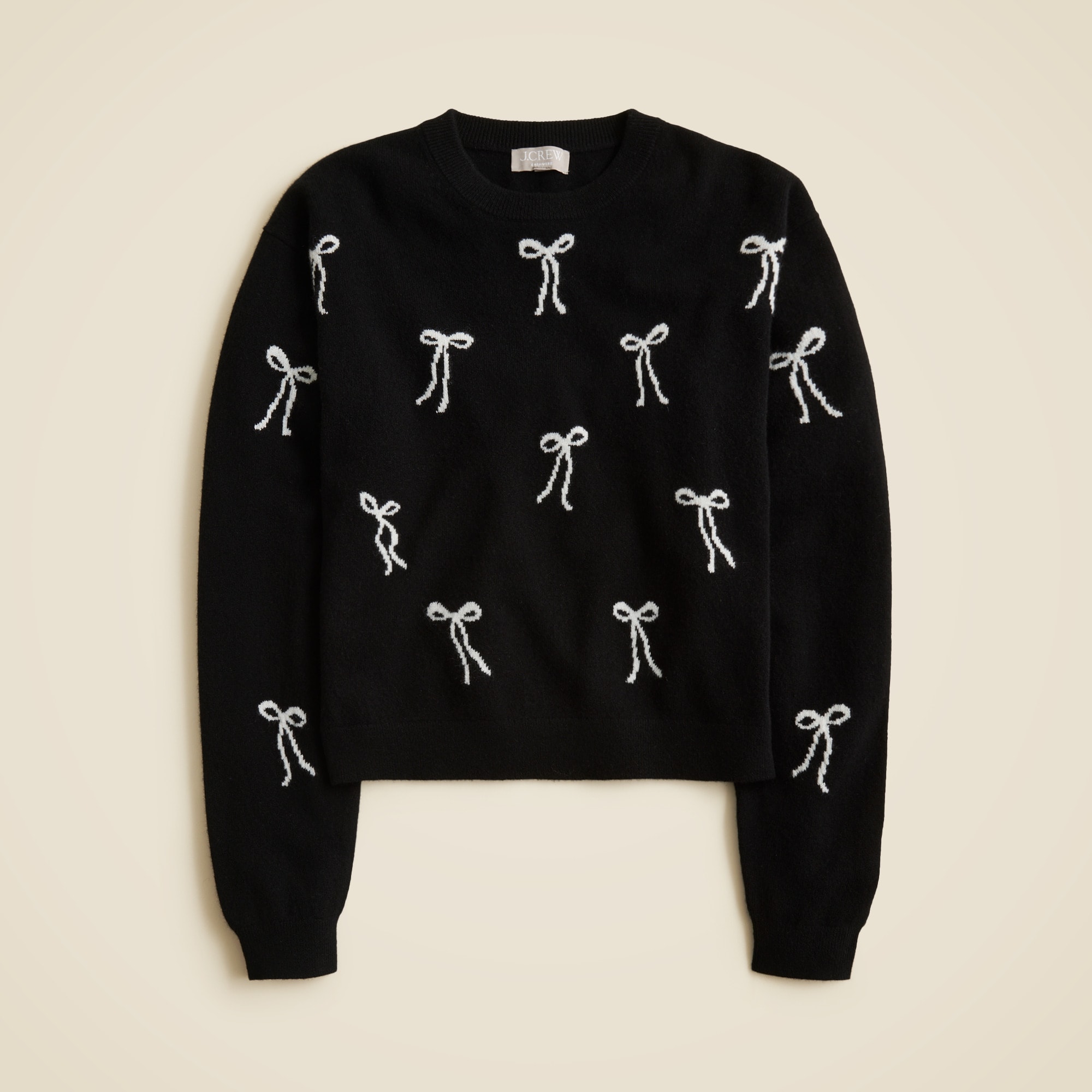 Perfect cashmere crewneck sweater in bow print