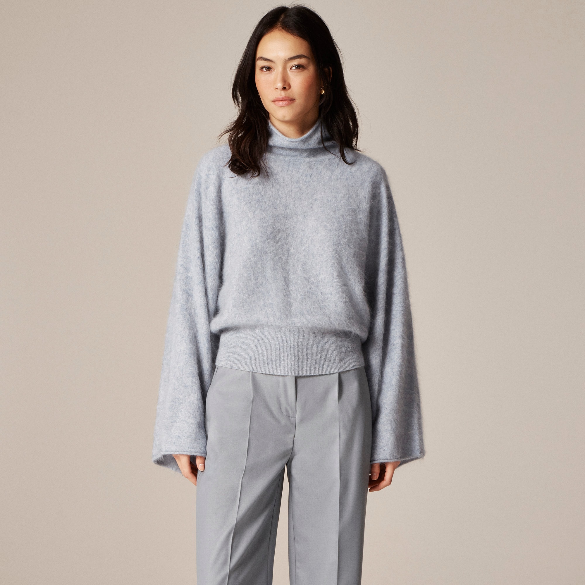Wide-sleeve brushed cashmere turtleneck sweater - image 2
