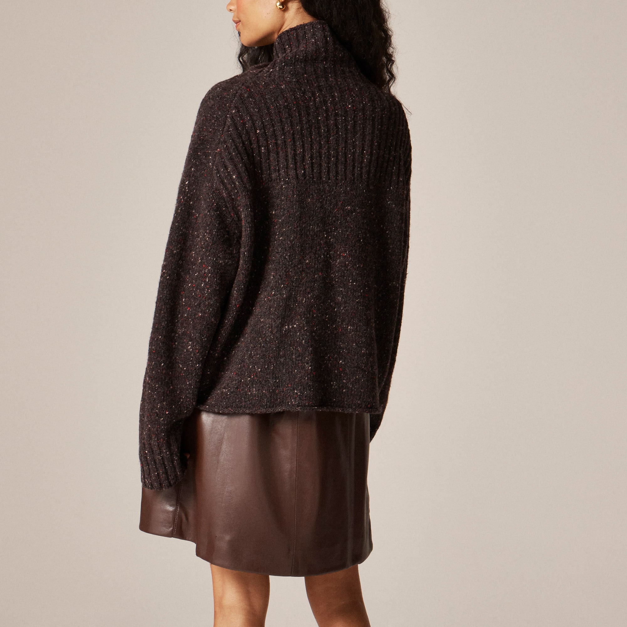 Ribbed turtleneck sweater in donegal wool blend