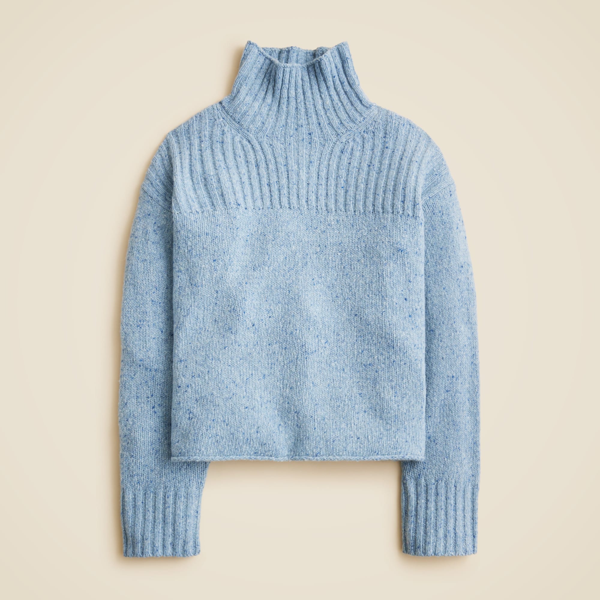 Ribbed turtleneck sweater in donegal wool blend